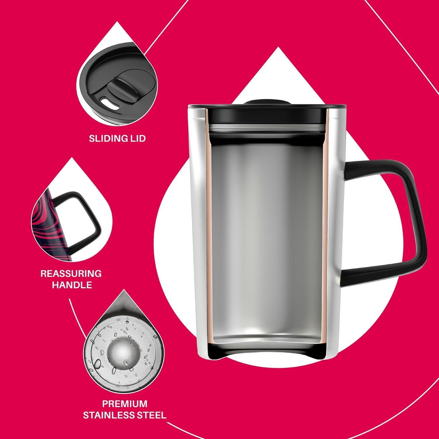 Taza Aislada Ideus 470ml Acero Inoxidable Cebra Roja