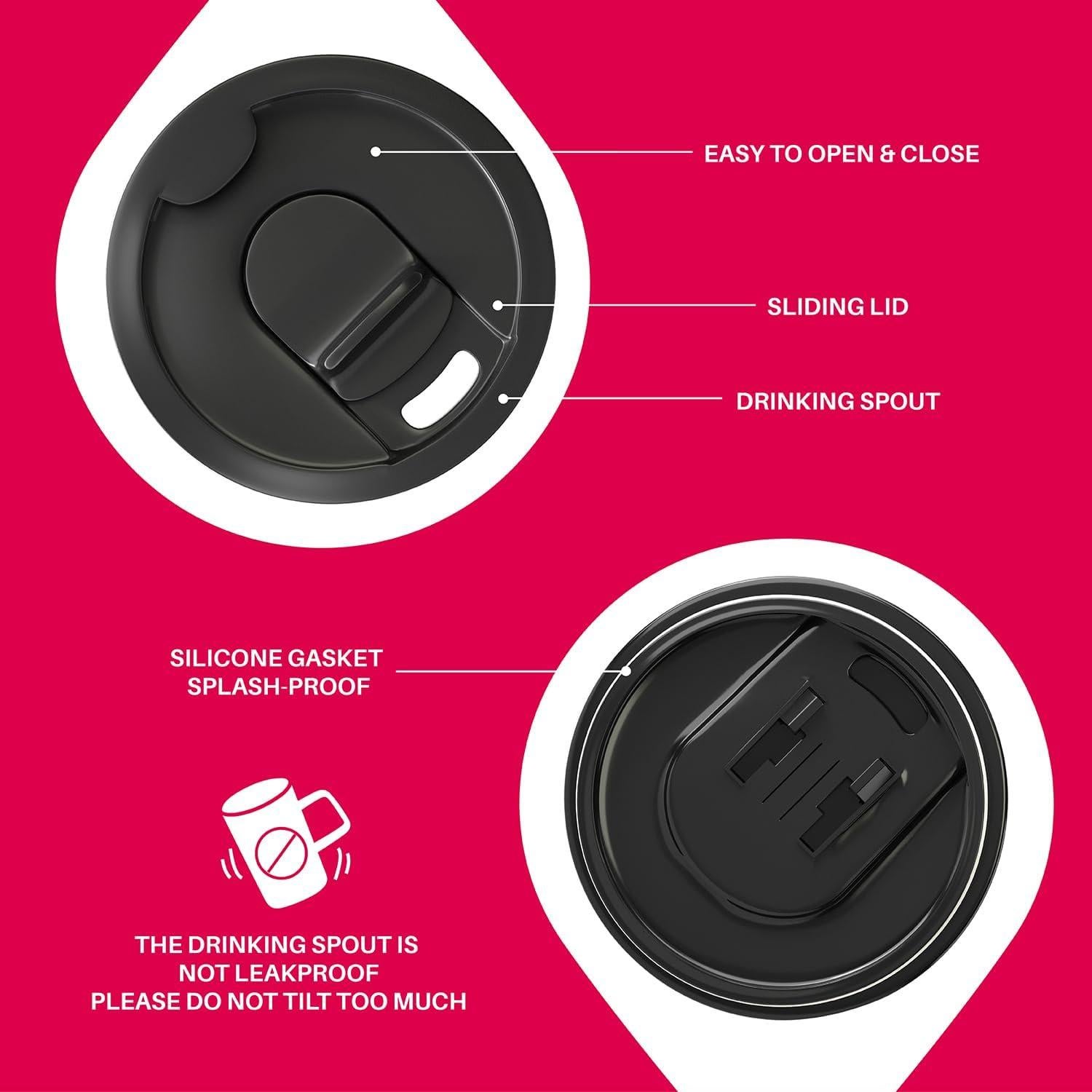 Taza Aislada Ideus 470ml Acero Inoxidable Cebra Roja