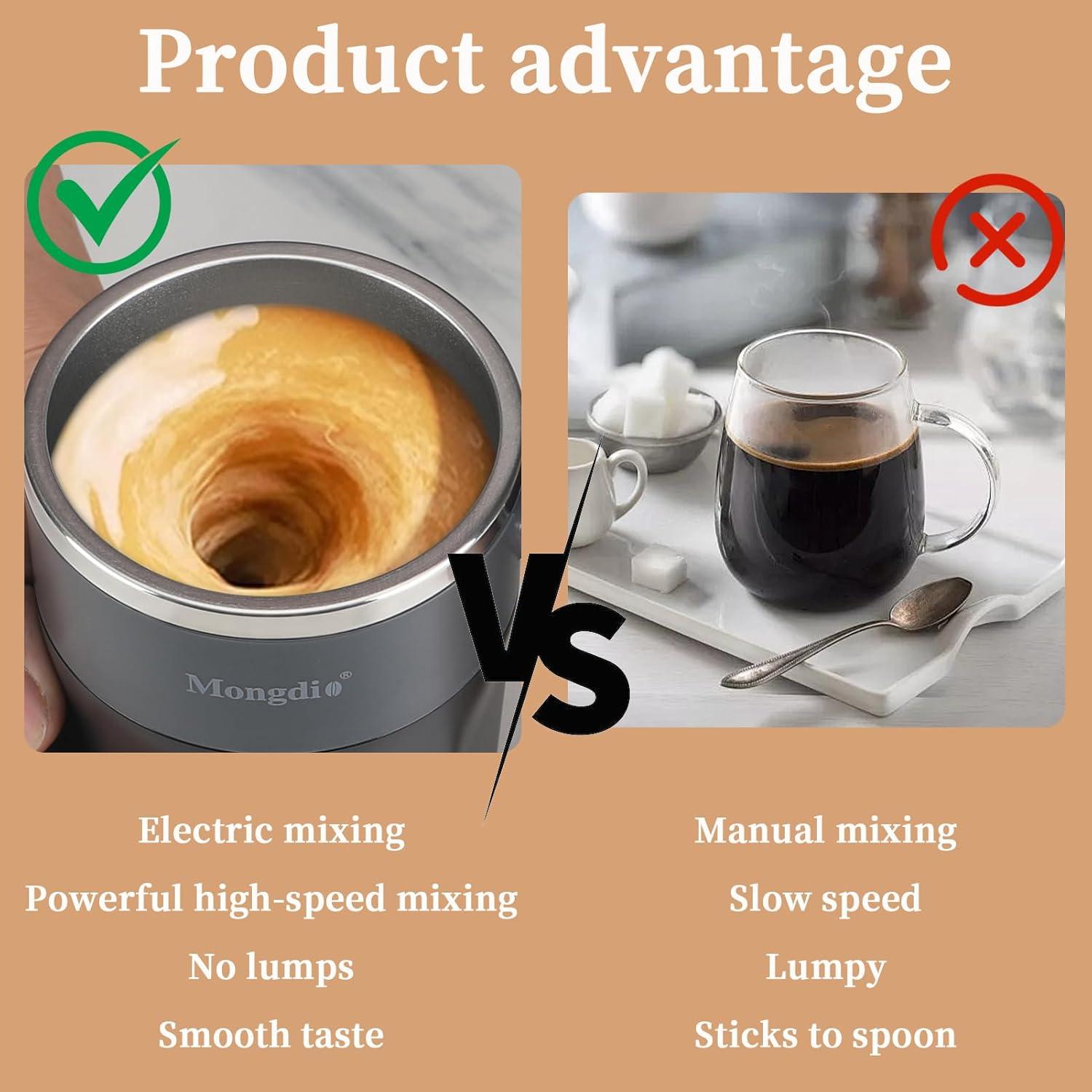 Taza de café auto mezcladora Mongdio 400ml con pantalla de temperatura