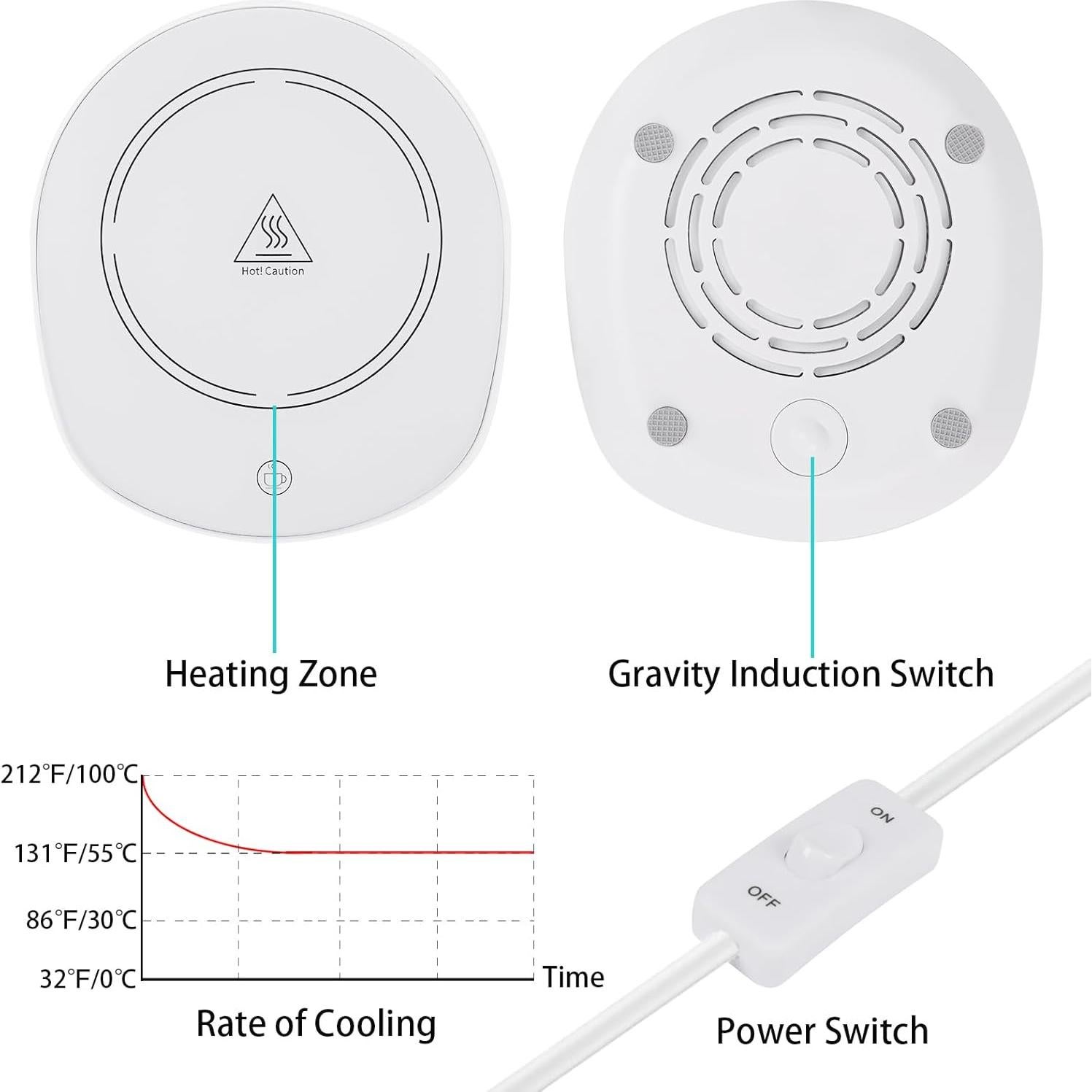 Calentador de Tazas LONID con Taza Cerámica 430ml Blanco