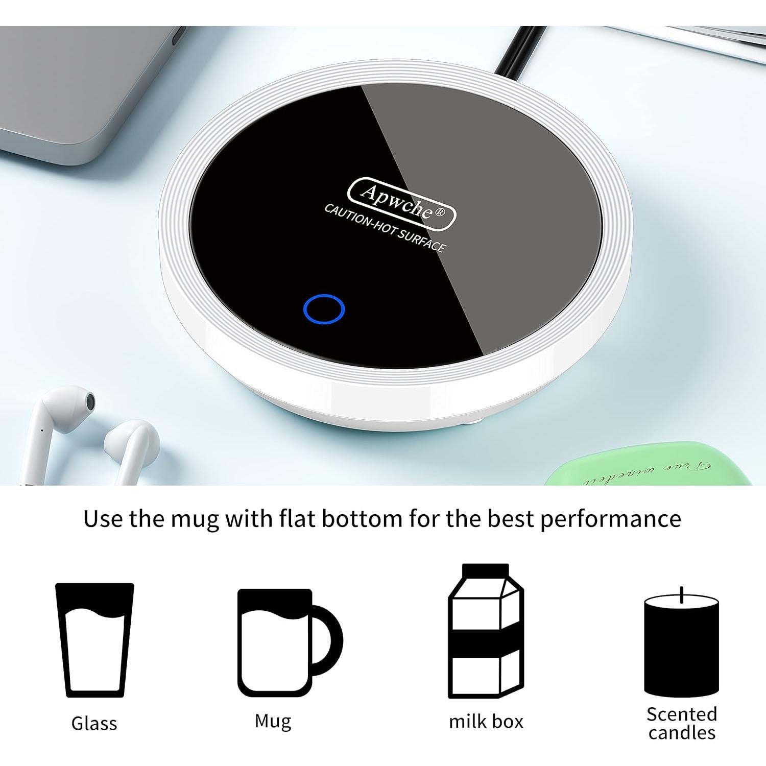 Calentador de Taza Apwche Blanco con Sensor de Gravedad 55°C
