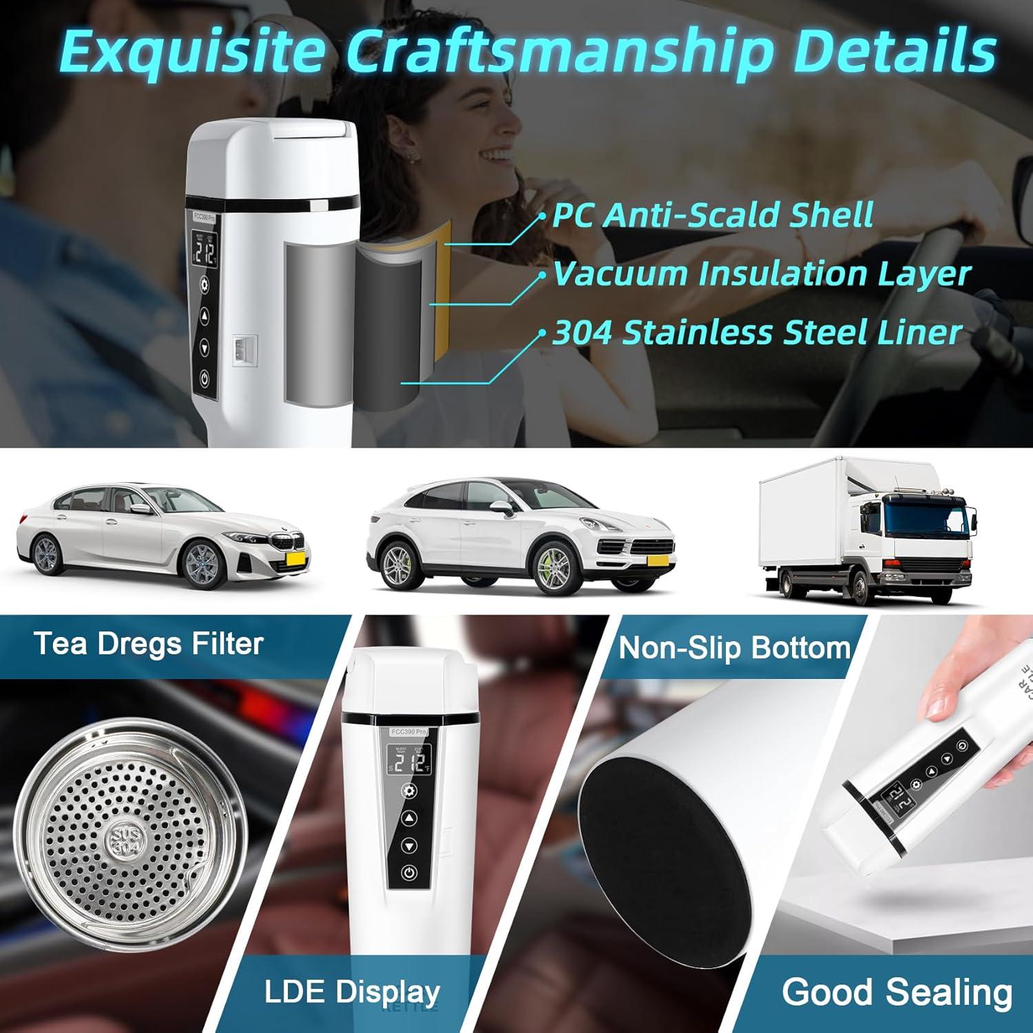 Hervidor Eléctrico de Coche LINGYOKY FCC390 Pro 400ml 12V/24V