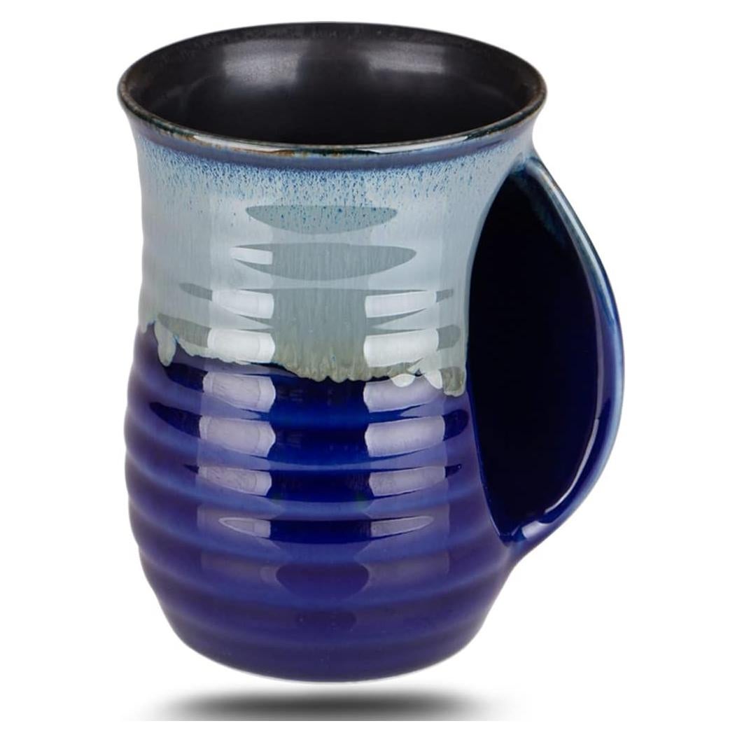Taza Calentadora de Manos Cerámica Hecha a Mano 0.6L Azul