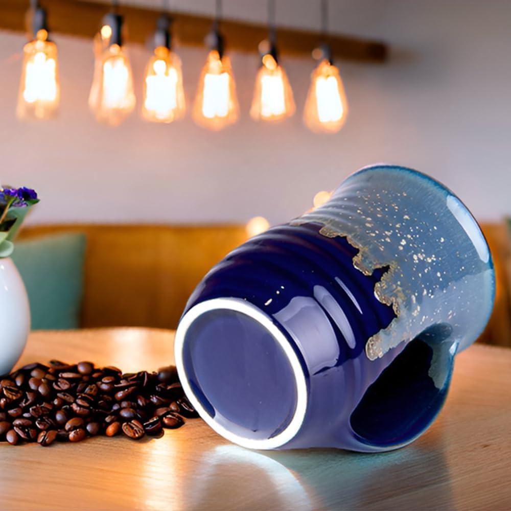 Taza Calentadora de Manos Cerámica Hecha a Mano 0.6L Azul