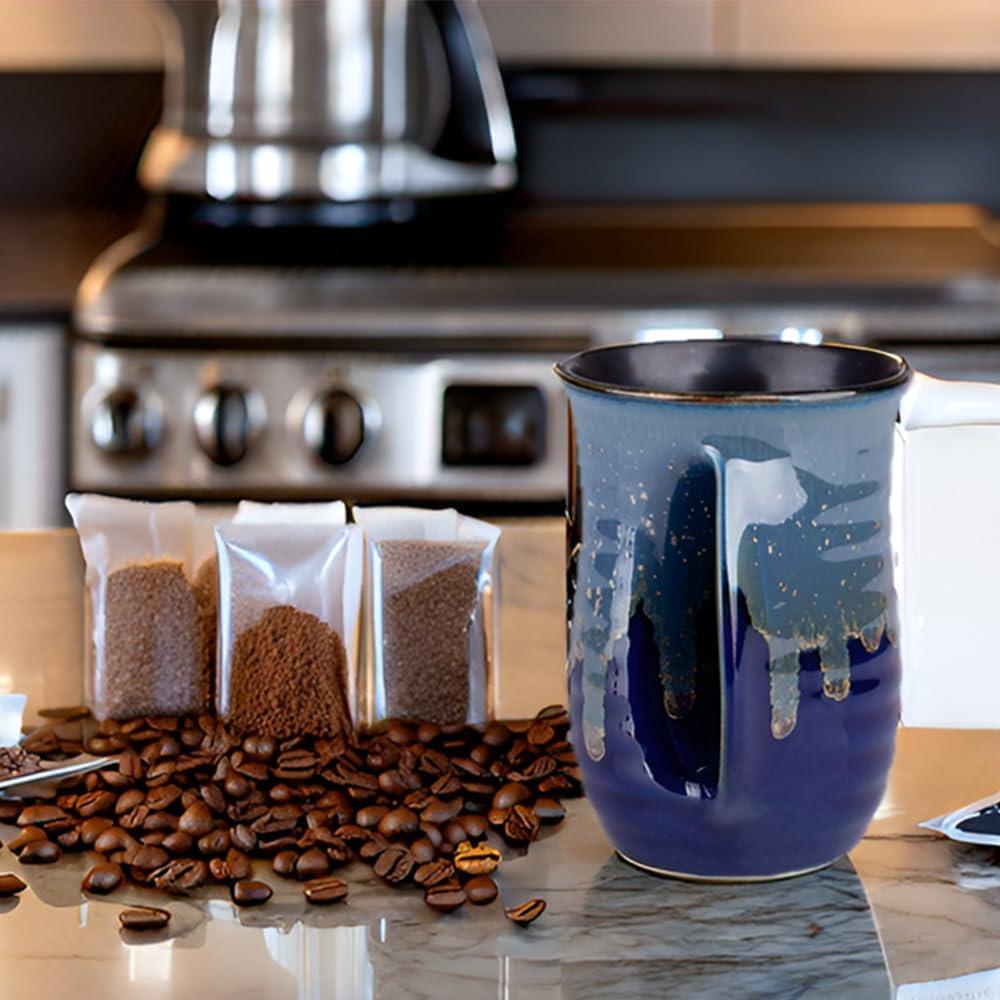 Taza Calentadora de Manos Cerámica Hecha a Mano 0.6L Azul