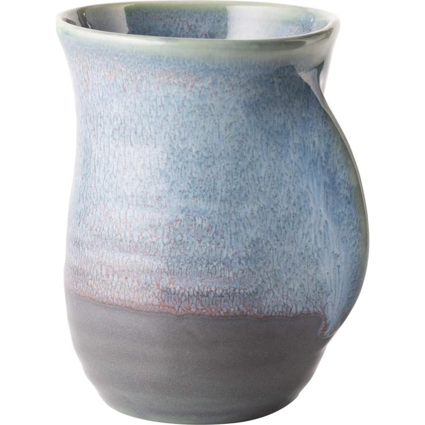 Taza Calentadora de Manos GUTE Cerámica Azul Laguna Mano Izquierda