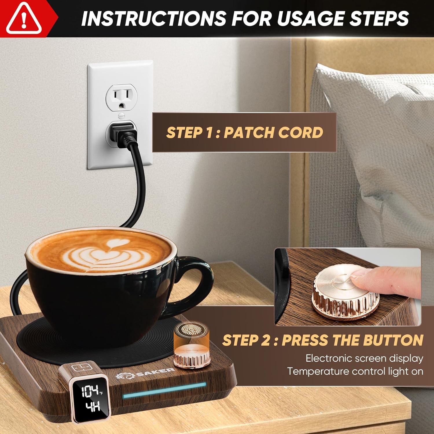 Calentador de Tazas Saker CP74768 con Pantalla Digital y 9 Temperaturas