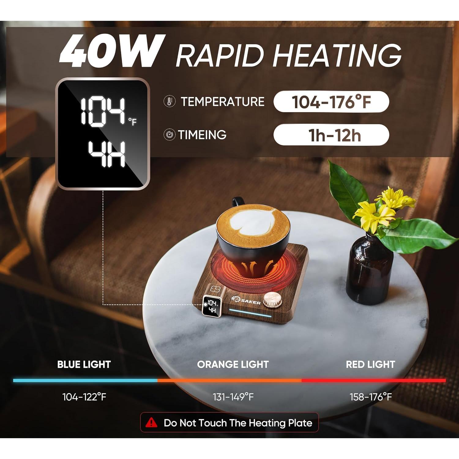 Calentador de Tazas Saker CP74768 con Pantalla Digital y 9 Temperaturas