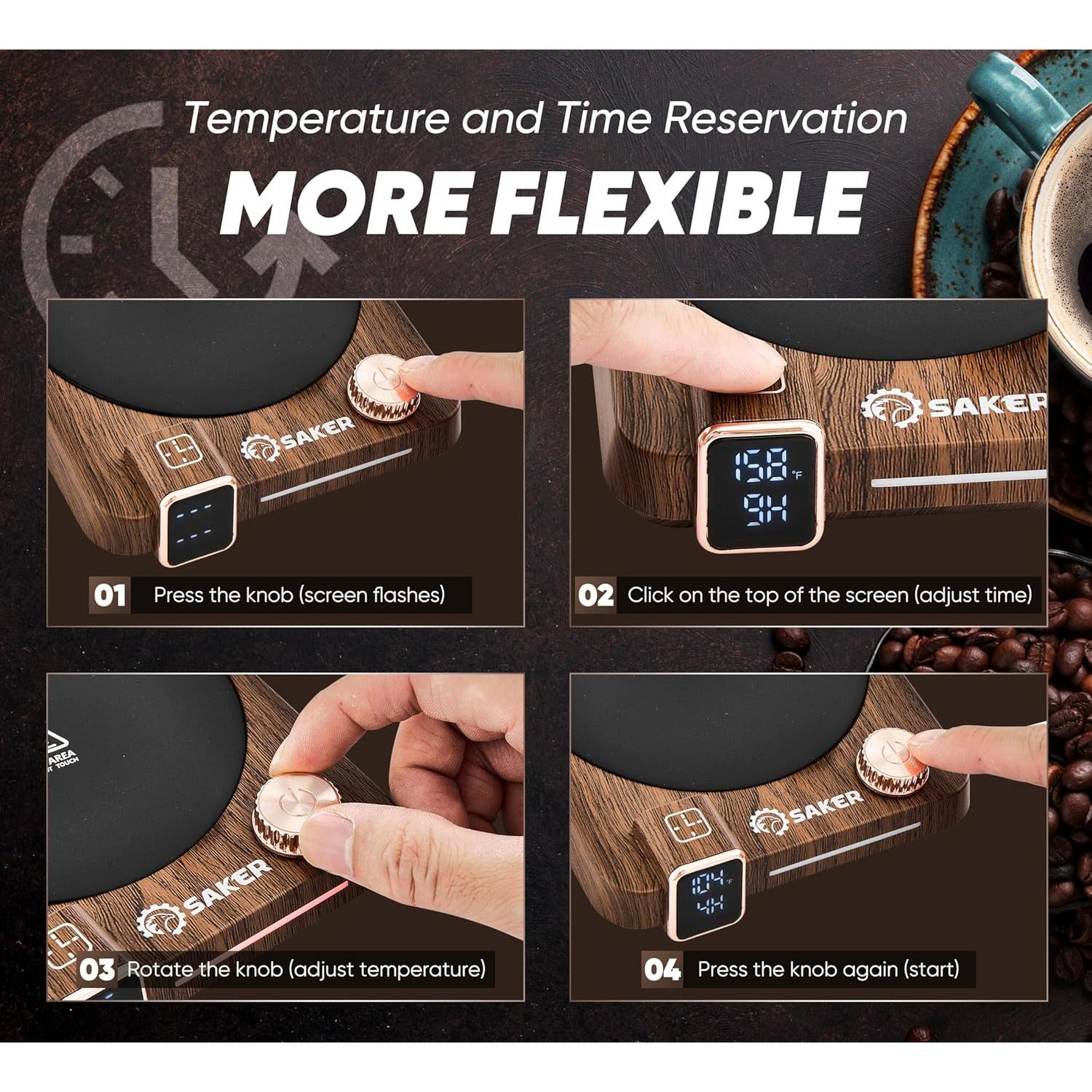 Calentador de Tazas Saker CP74768 con Pantalla Digital y 9 Temperaturas