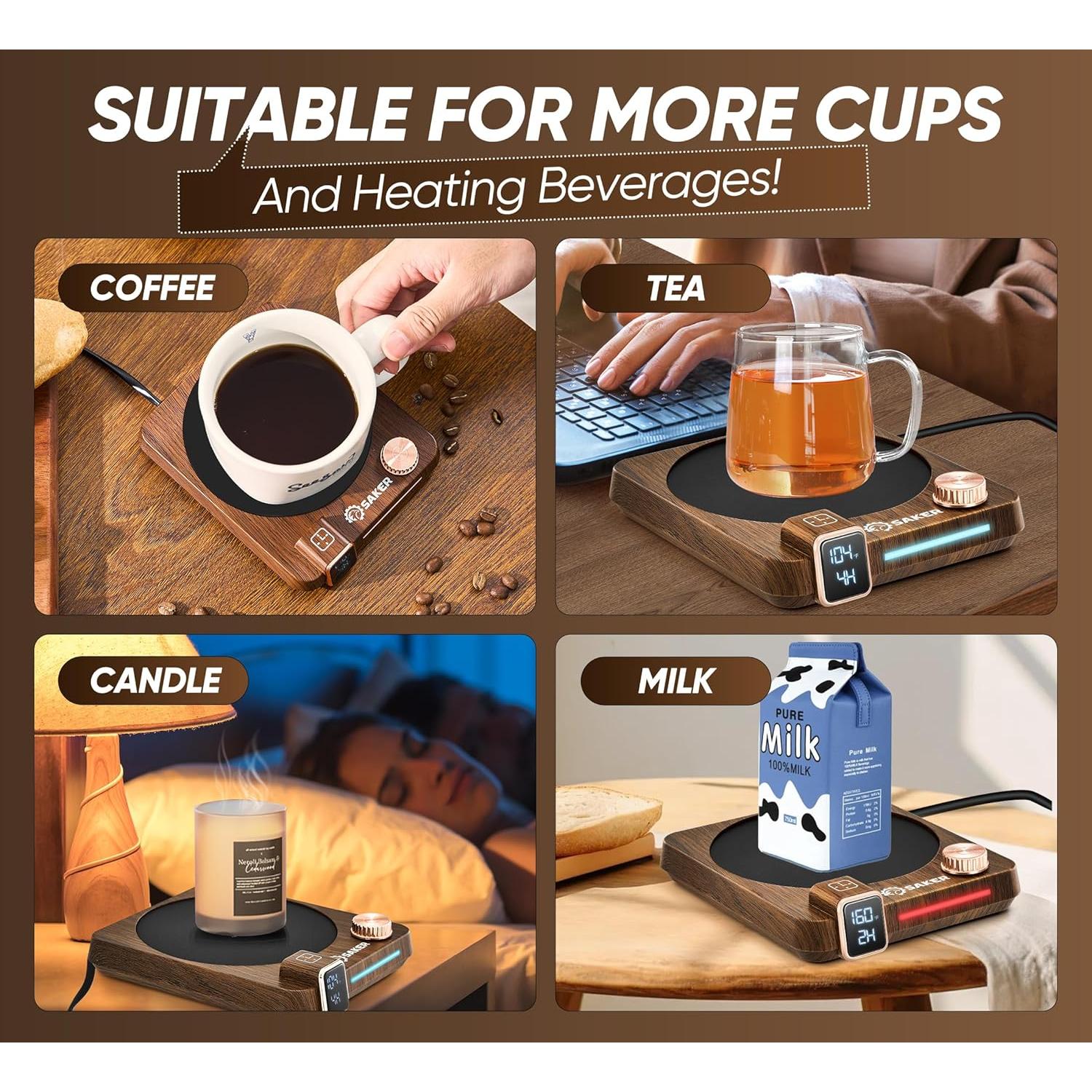 Calentador de Tazas Saker CP74768 con Pantalla Digital y 9 Temperaturas