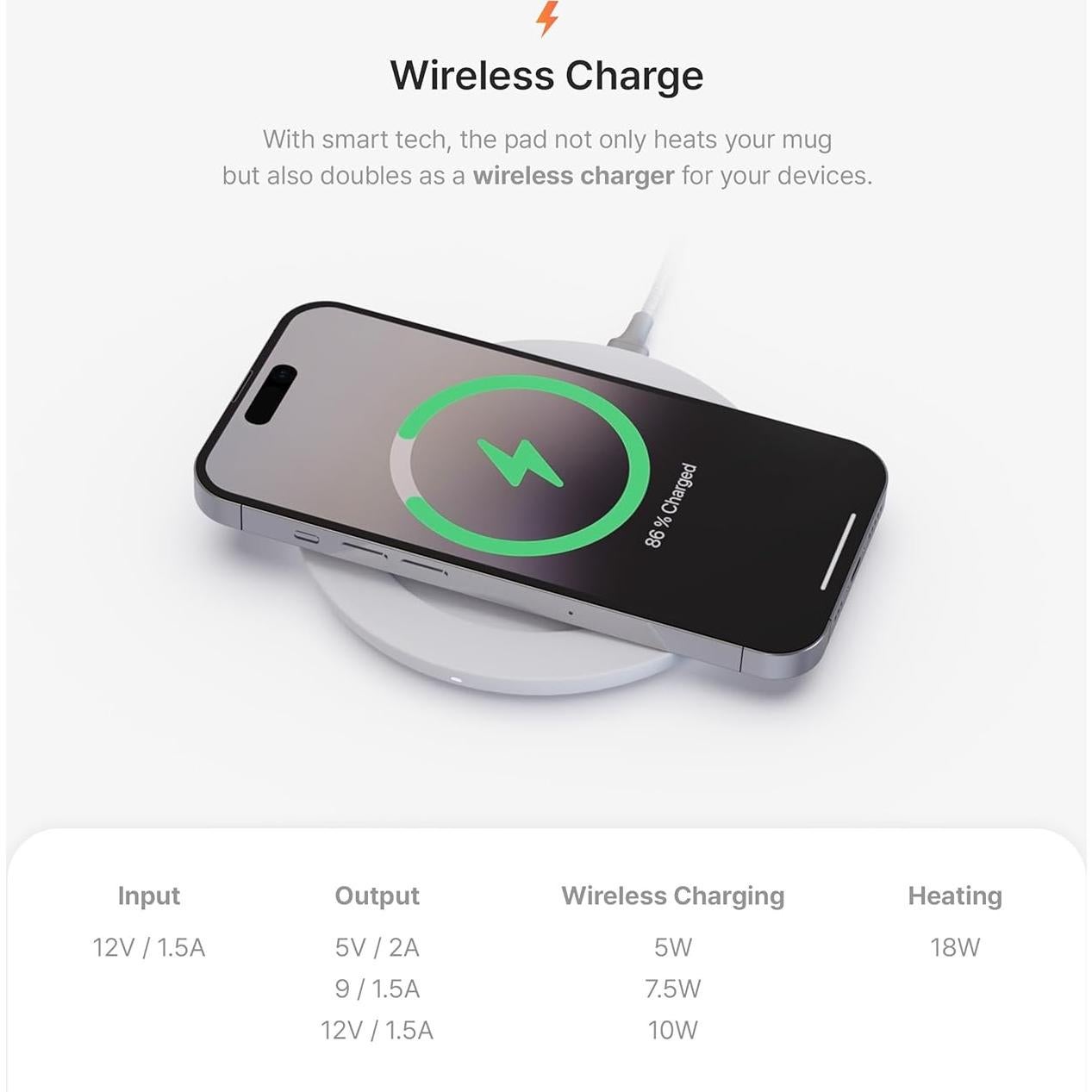 Calentador de Taza SMUG V2 con Taza PCTG y Carga Inalámbrica