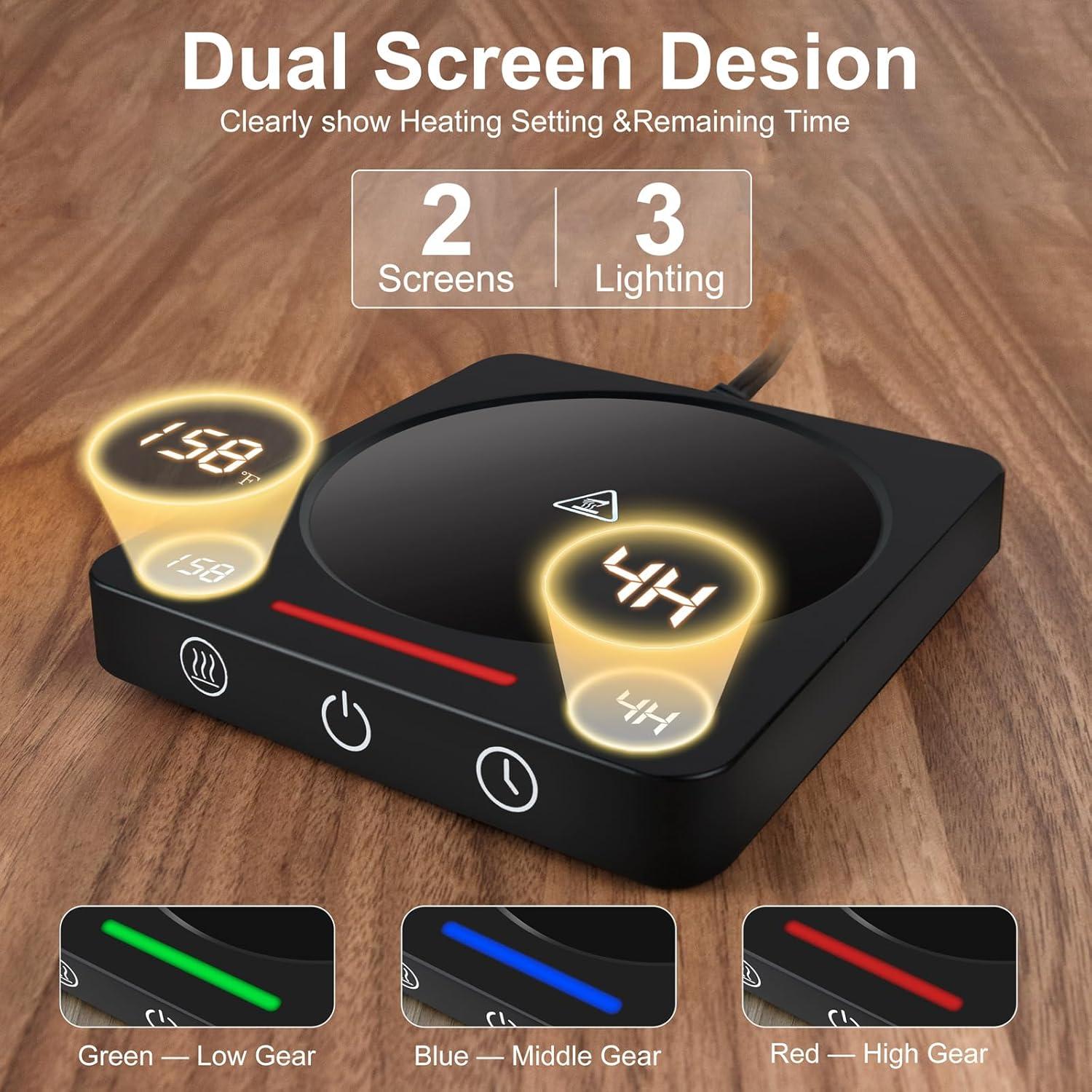 Calentador de Tazas Iporru Negro con Pantalla Doble y Apagado Automático