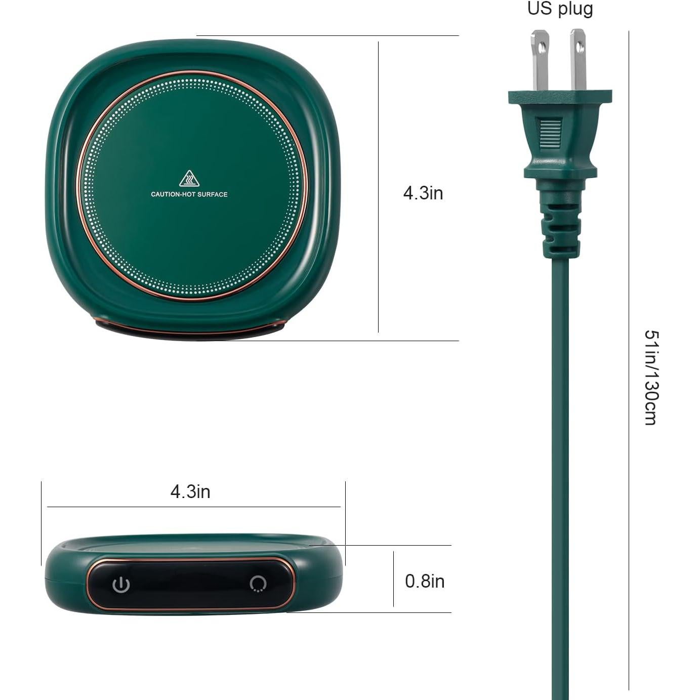 Calentador de Taza BGBG con Taza de Gato Verde 60°C