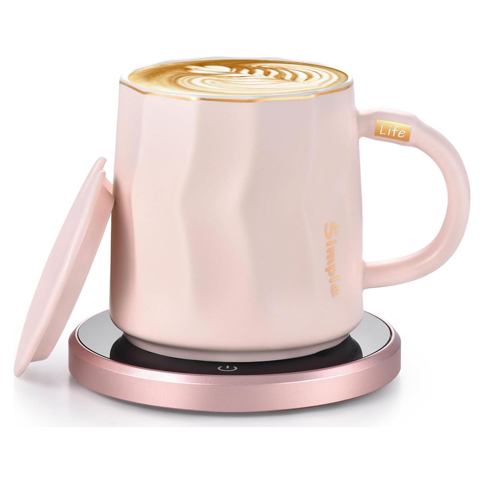 Calentador de Tazas KRGMNHR con Taza Cerámica Rosa 400ml