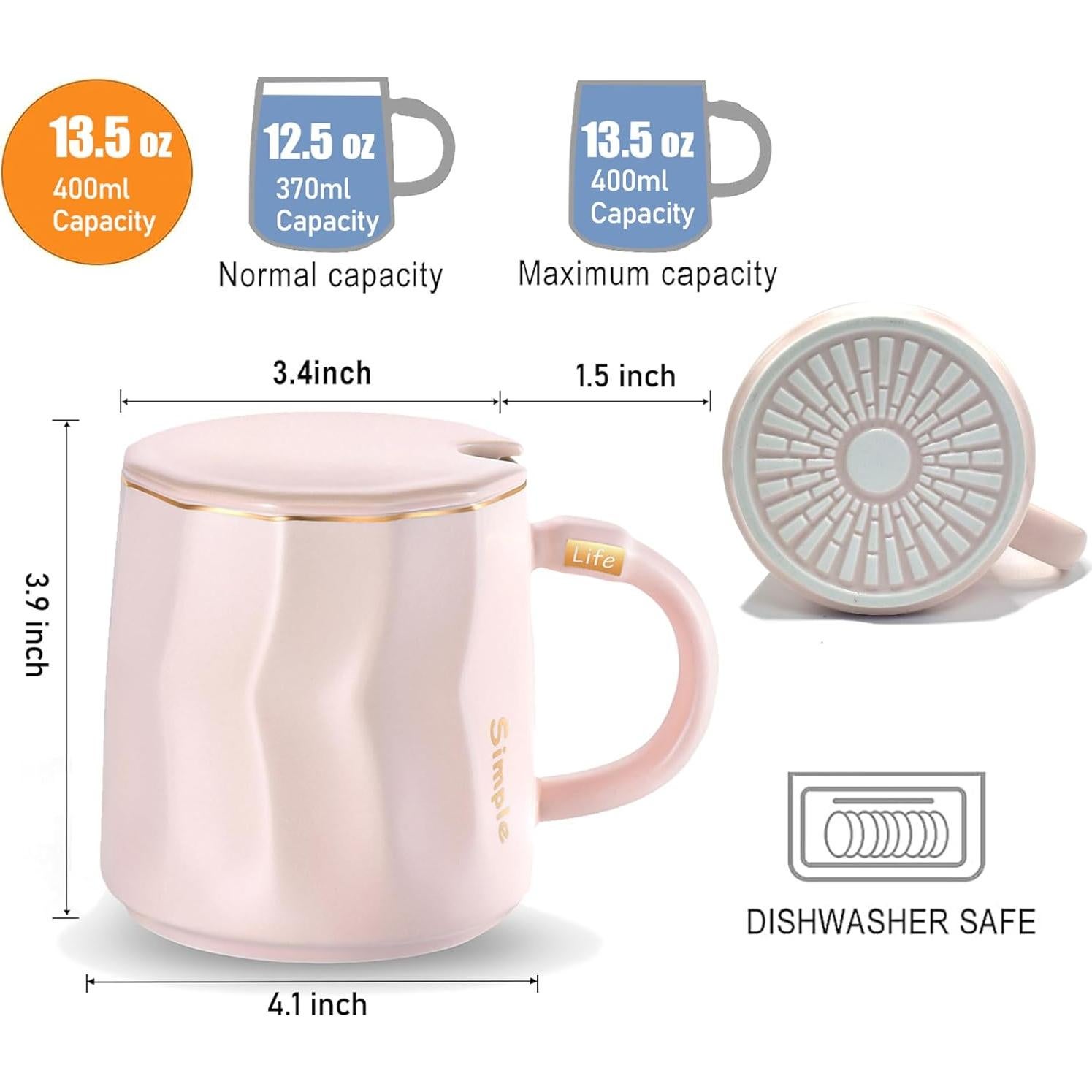 Calentador de Tazas KRGMNHR con Taza Cerámica Rosa 400ml