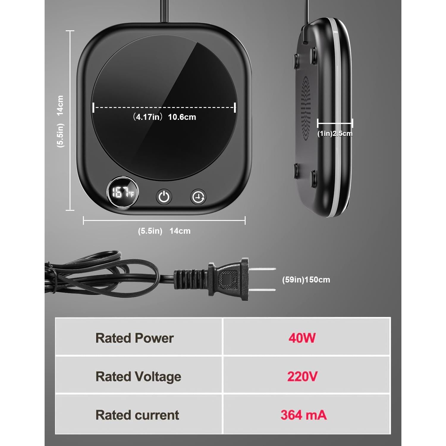 Calentador de Tazas Eléctrico MXMZHXU TB-018 40W Negro