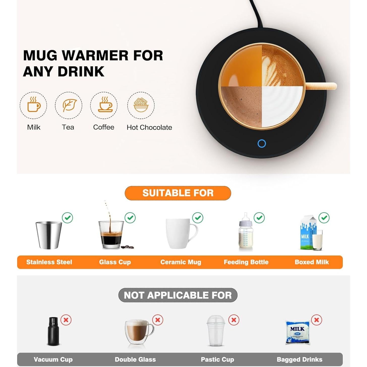 Calentador de Tazas Lesipee A10, 2 Temperaturas, 230V