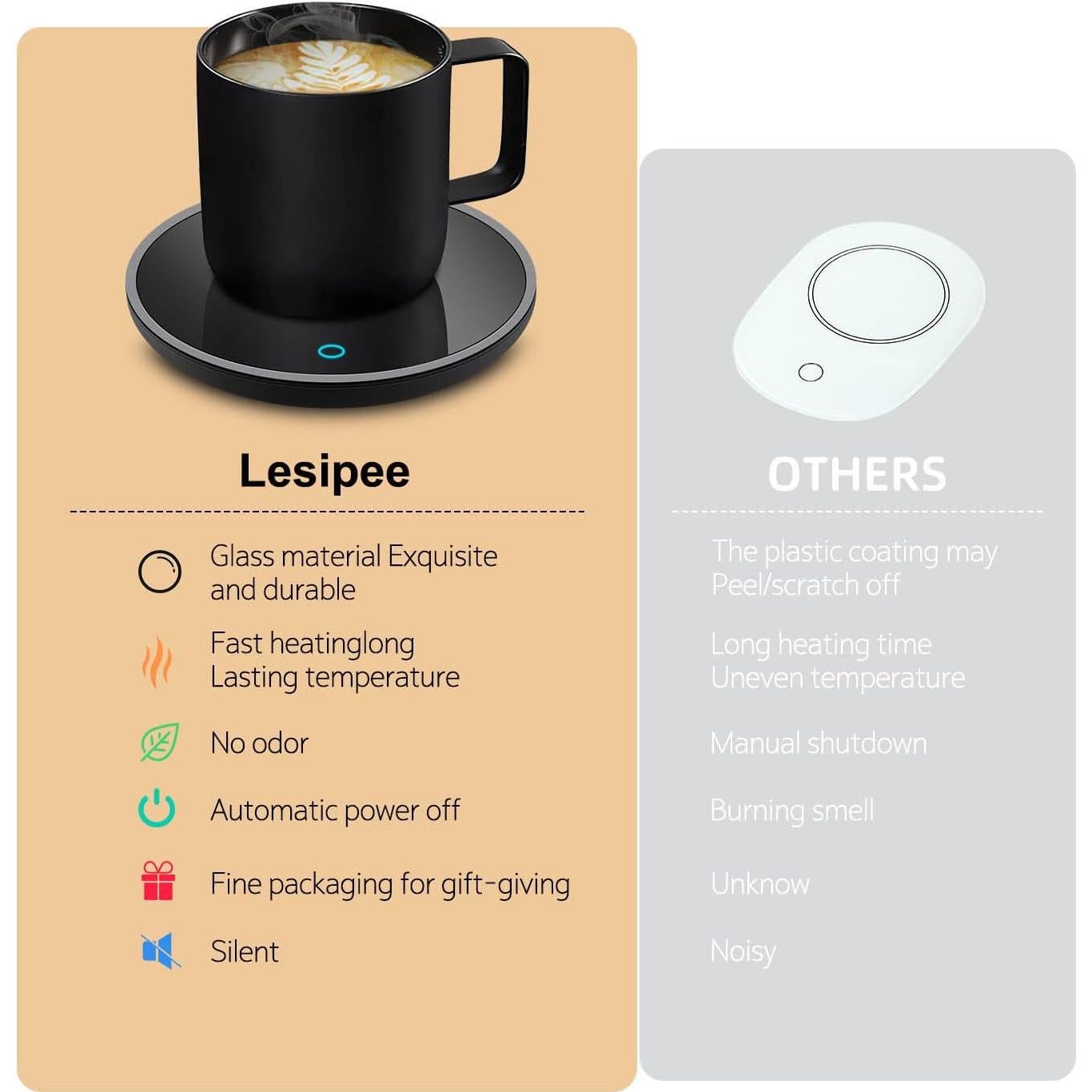 Calentador de Tazas Lesipee A10, 2 Temperaturas, 230V