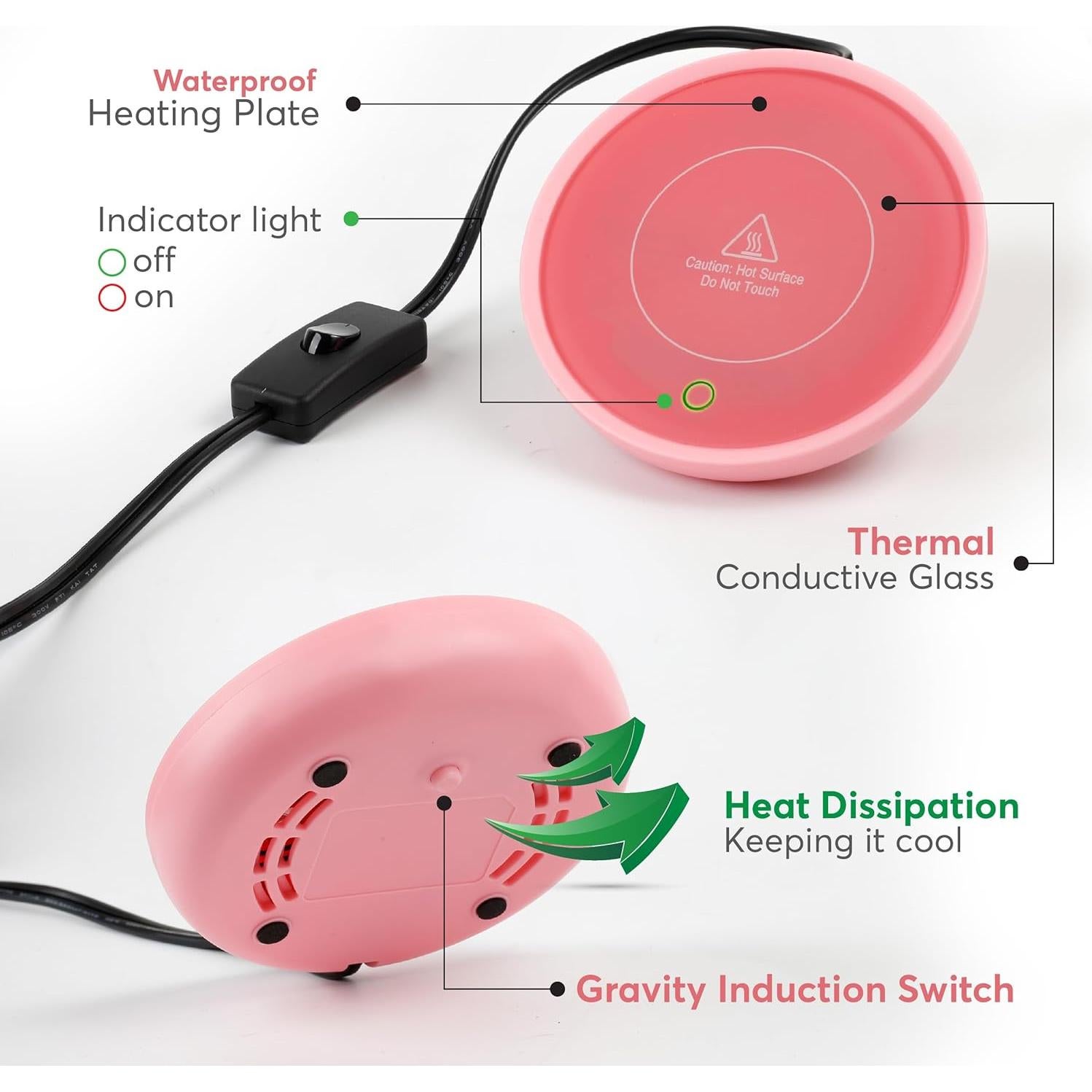 Calentador de Tazas Eléctrico Bulk Paradise 17W Rosa