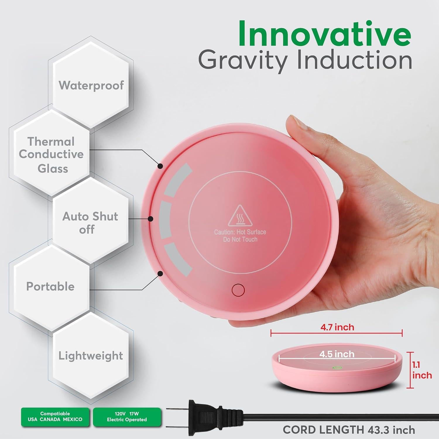 Calentador de Tazas Eléctrico Bulk Paradise 17W Rosa