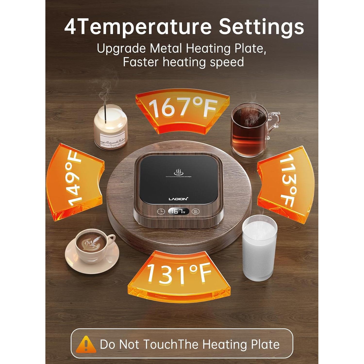 Calentador de Tazas LAOION 40W con Apagado Automático y 4 Temperaturas