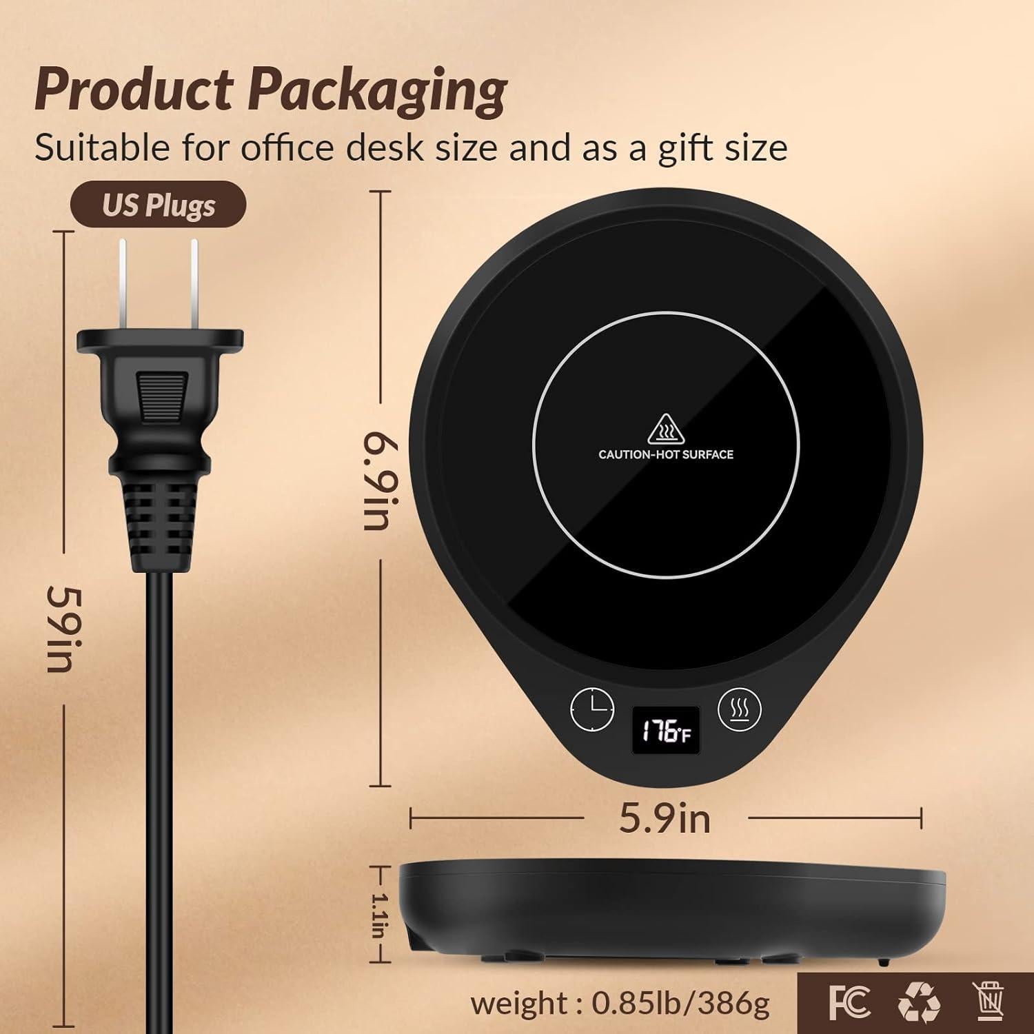 Calentador de Tazas let'me DS1290 Negro 3 Temperaturas 80°C