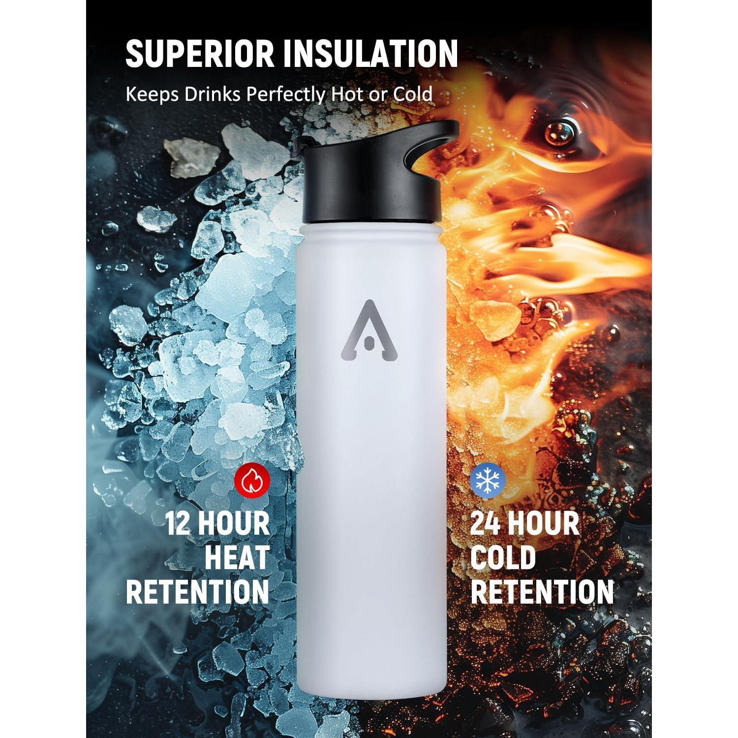 Botella de Agua Aislada BELANKO 710 ml Acero Inoxidable Blanco