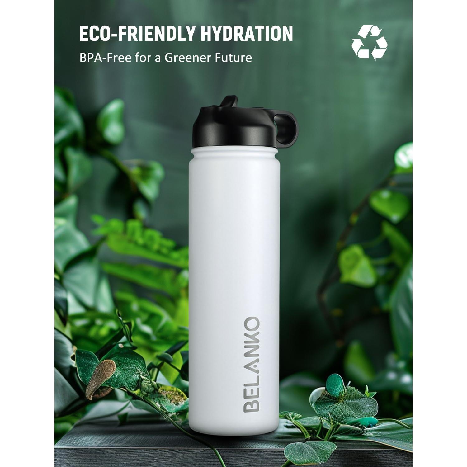 Botella de Agua Aislada BELANKO 710 ml Acero Inoxidable Blanco