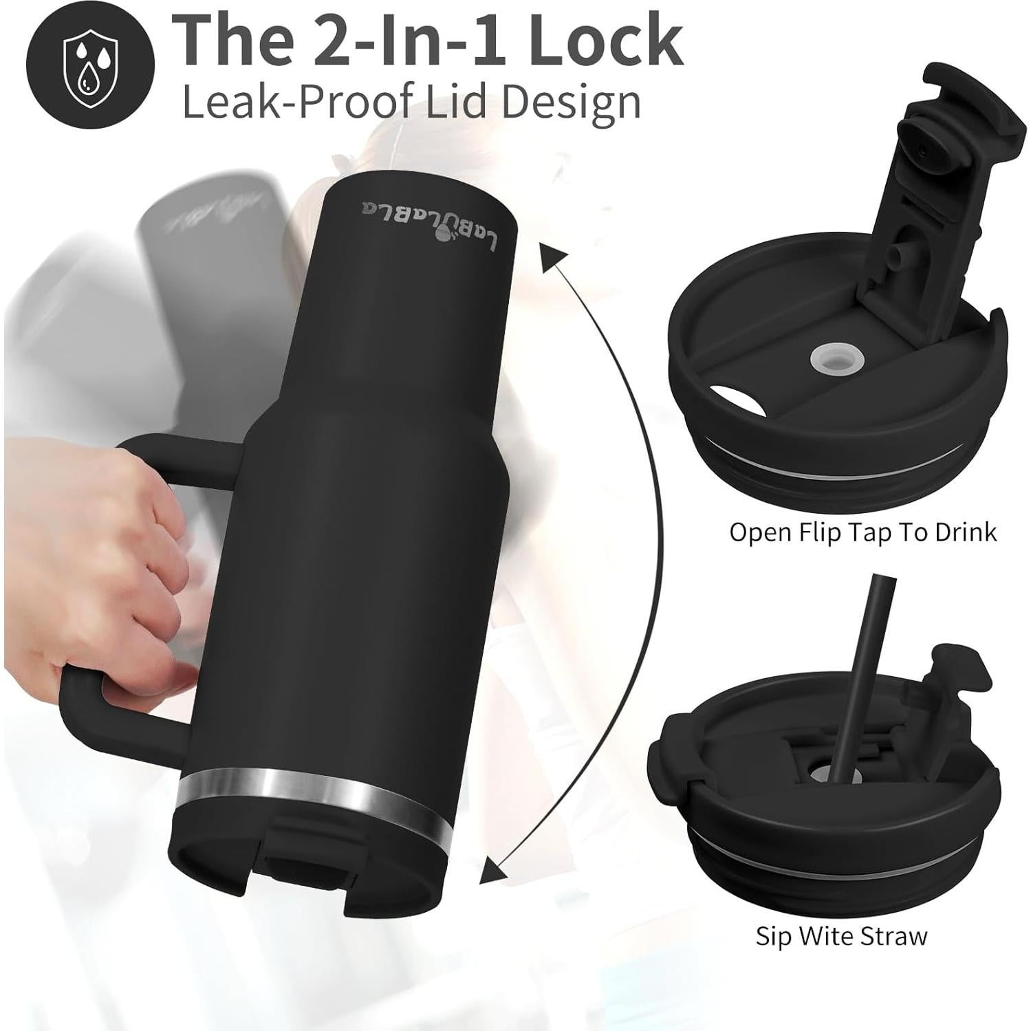 Taza de Acero Inoxidable 1.13L Labulabla MINITU Negra