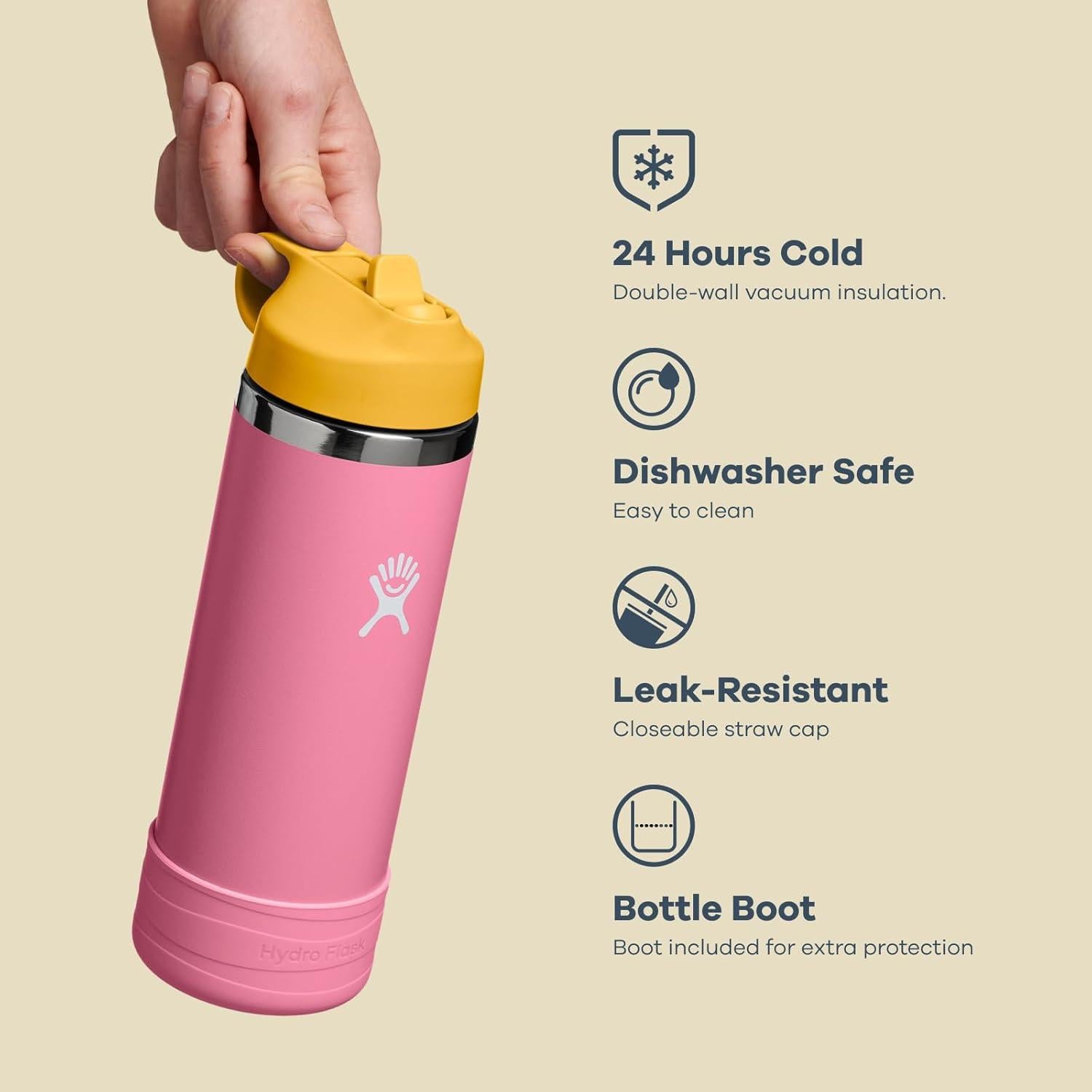 Botella de Agua Hydro Flask Kids 18 Oz Acero Inoxidable Coco