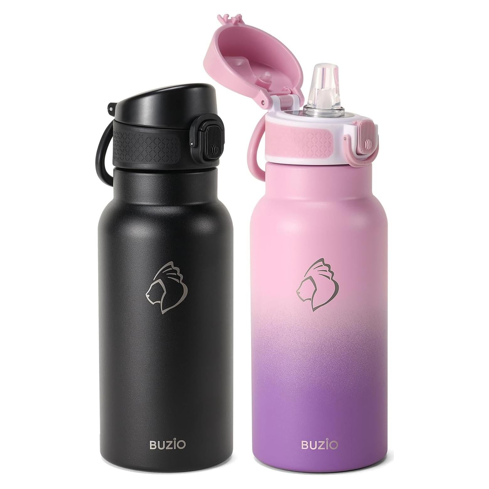 Botella de Agua Aislada BUZIO 0.53L Niños con Pajita 2PCS