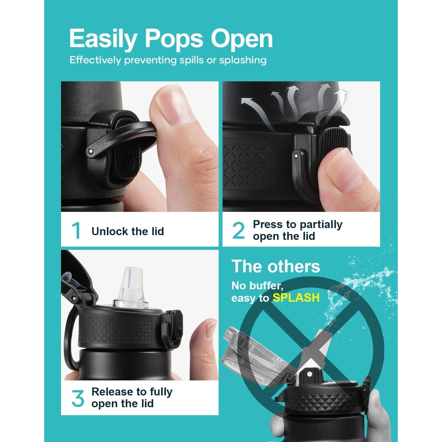 Botella de Agua Aislada BUZIO 0.53L Niños con Pajita 2PCS