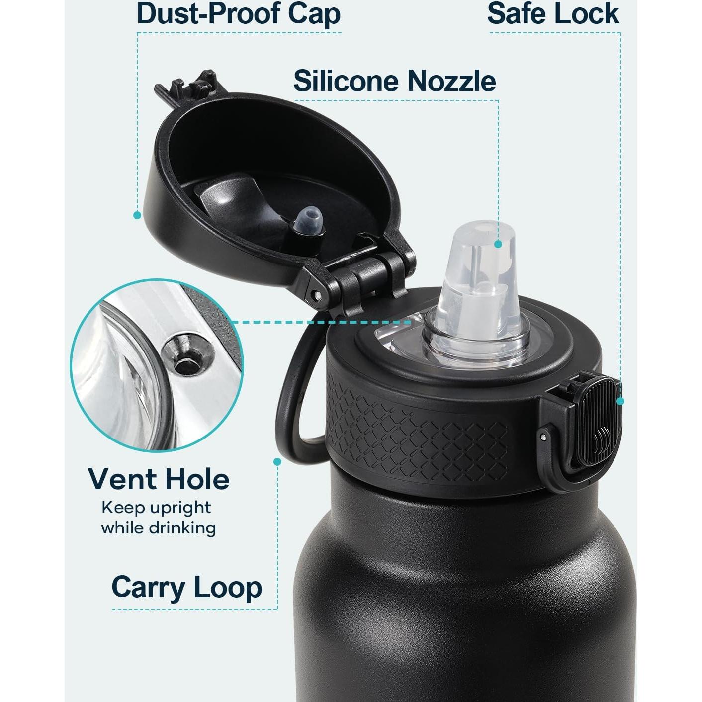 Botella de Agua Aislada BUZIO 0.53L Niños con Pajita 2PCS