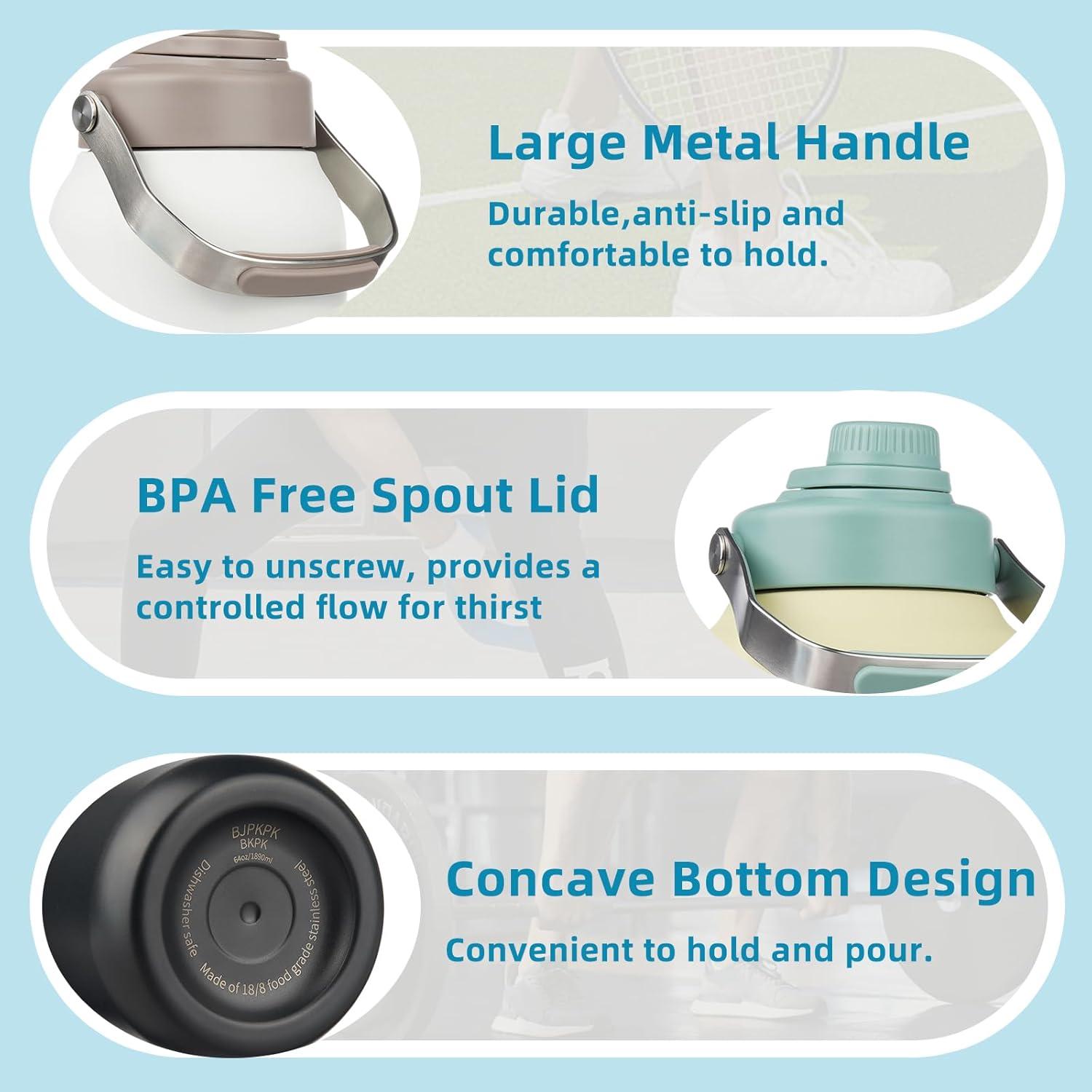 Botella de Agua Aislada BJPKPK 1.89L Acero Inoxidable Azul Marino