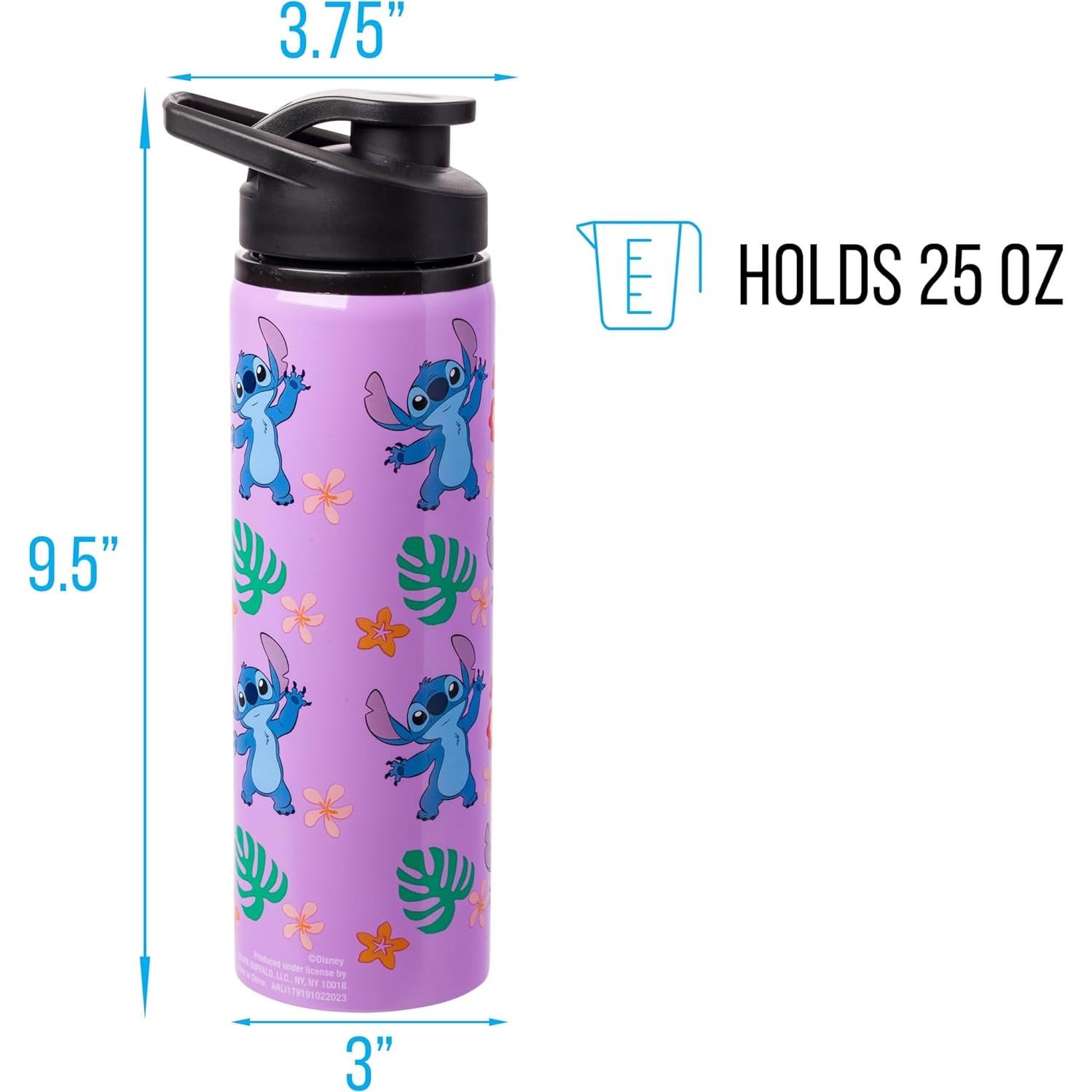 Botella de Agua Acero Inoxidable 740ml Lilo y Stitch Silver Buffalo