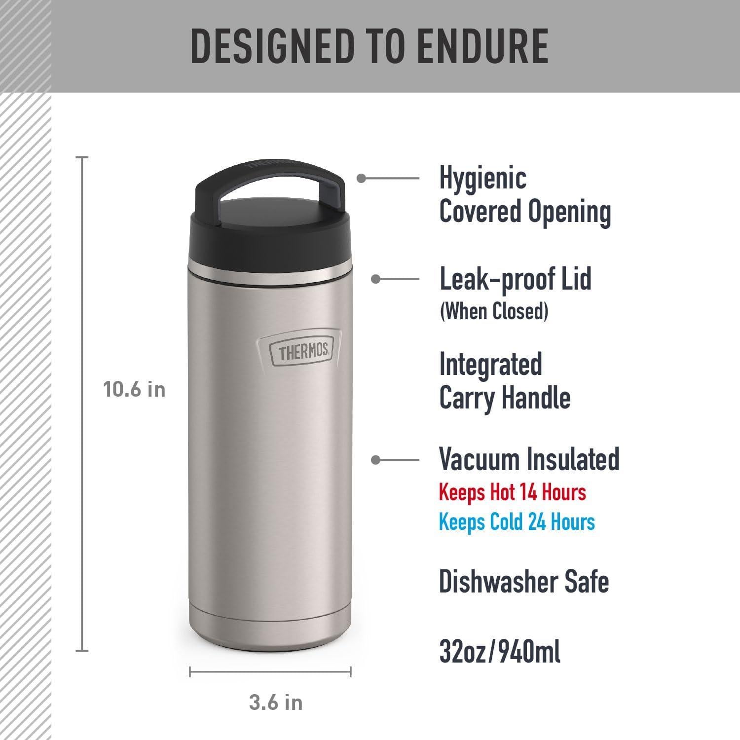 Botella de Agua Aislada Thermos Serie Icon 0.95L Acero Mate