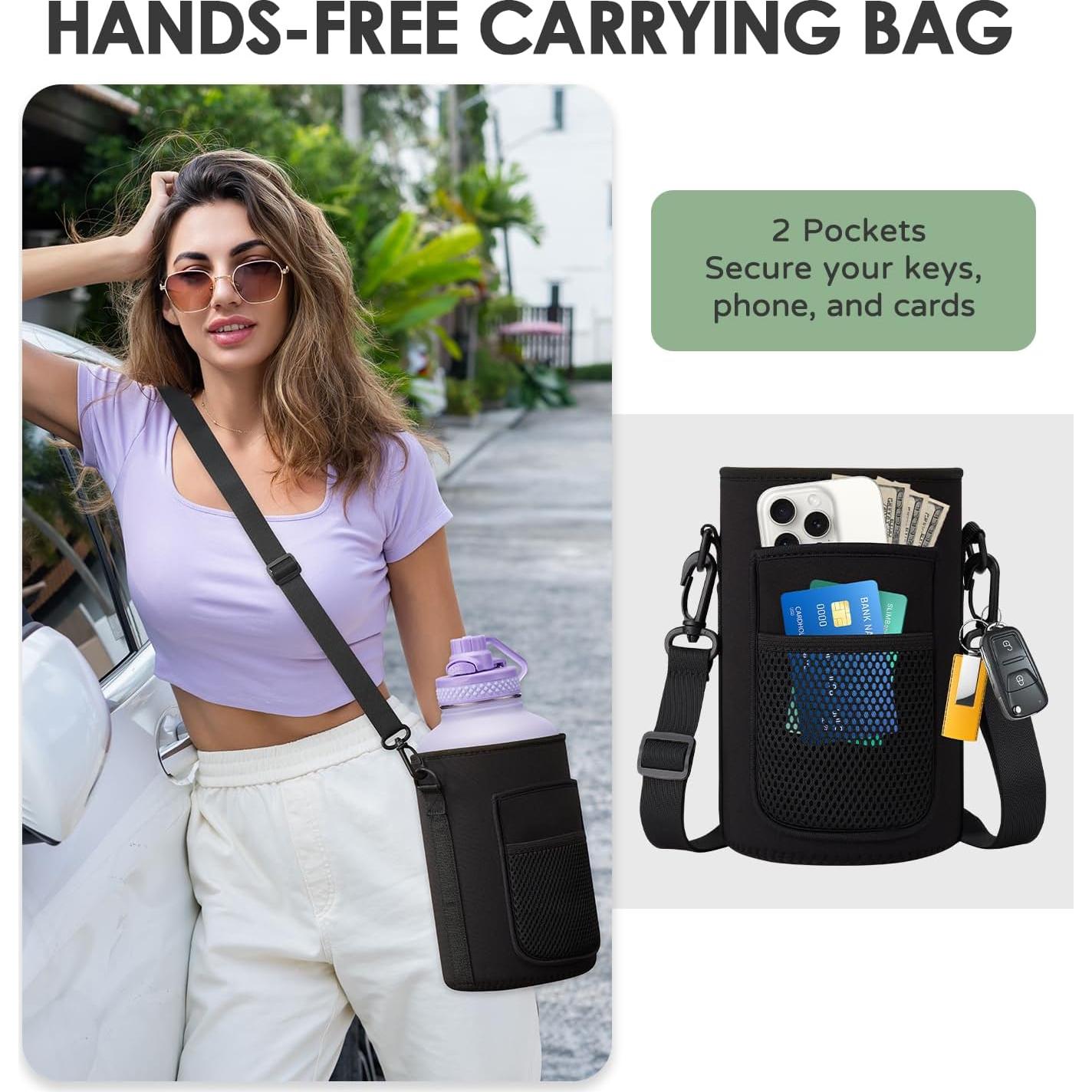 Botella de Agua Aislada ICIOI 1.81L con Tapa de Popote y Asa