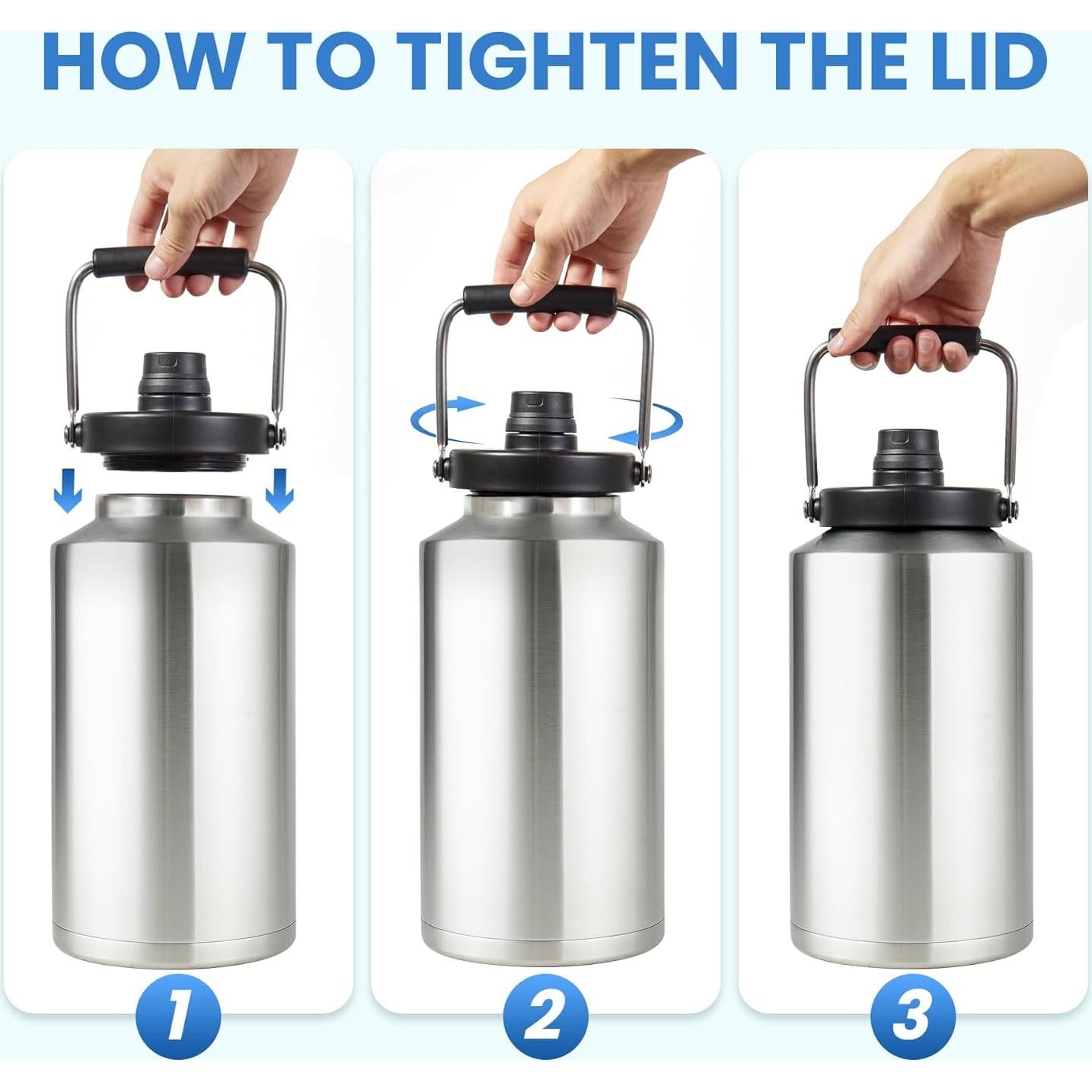 Jarra de Agua Aislada Alathote 1 Galón Acero Inoxidable 128 oz