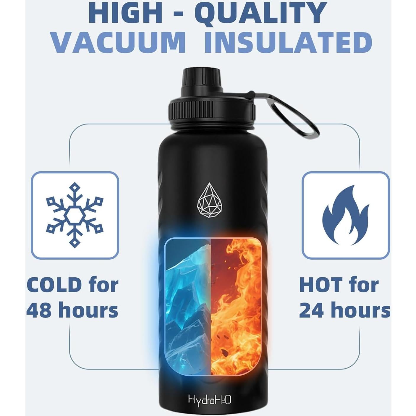 Botella de Agua Aislada HYDRO H2O 32oz Negra Doble Pared