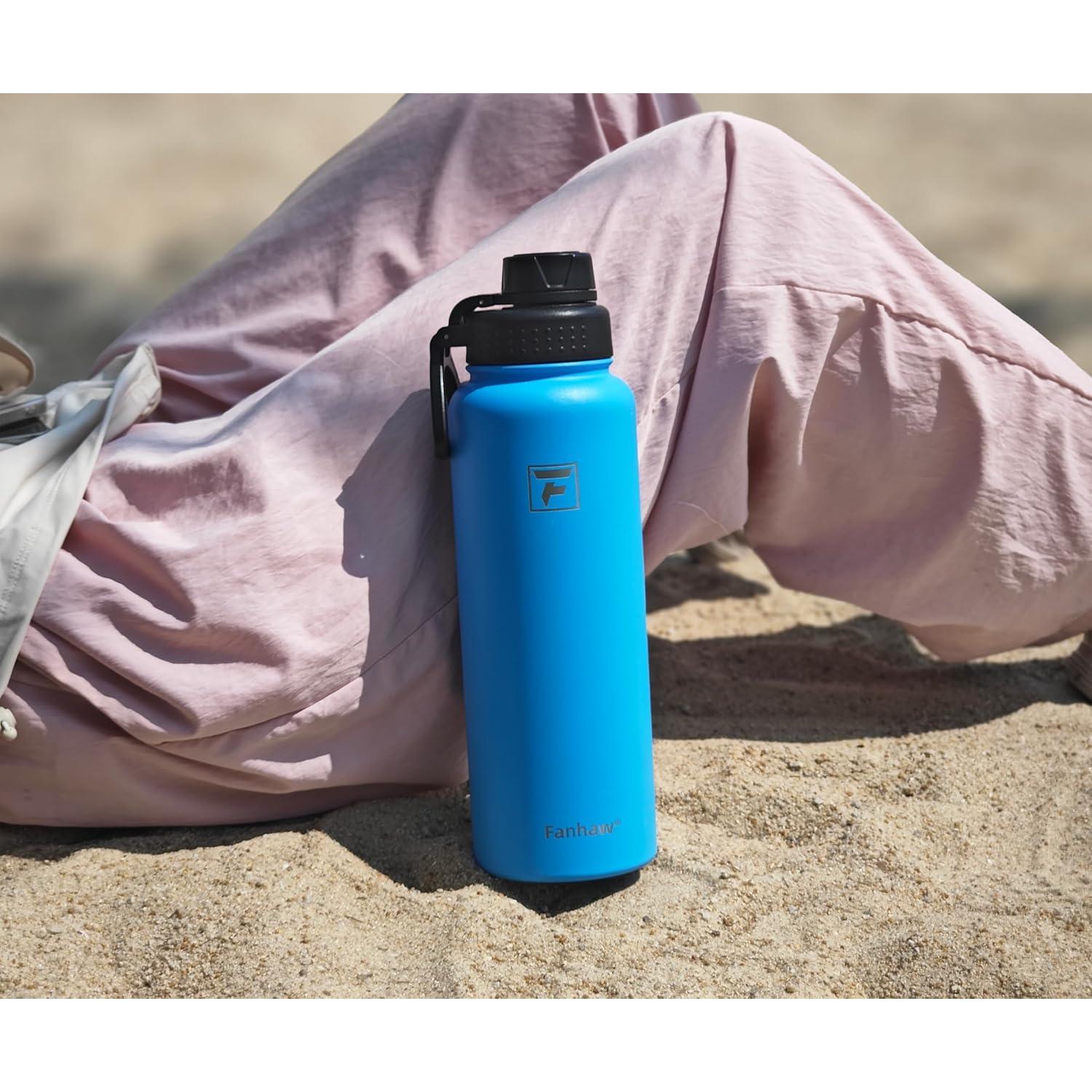 Botella de Agua Aislada Fanhaw 32 oz Acero Inoxidable Verde Azul