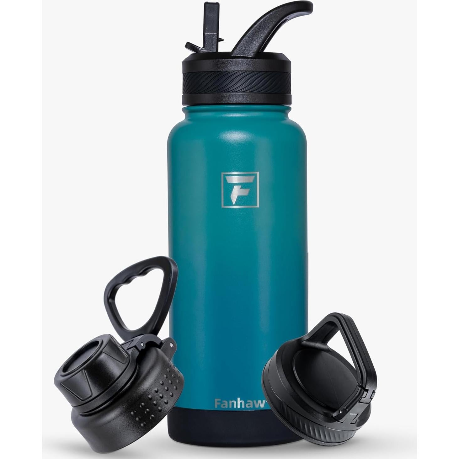 Botella de Agua Aislada Fanhaw 32 oz Acero Inoxidable Verde Azul