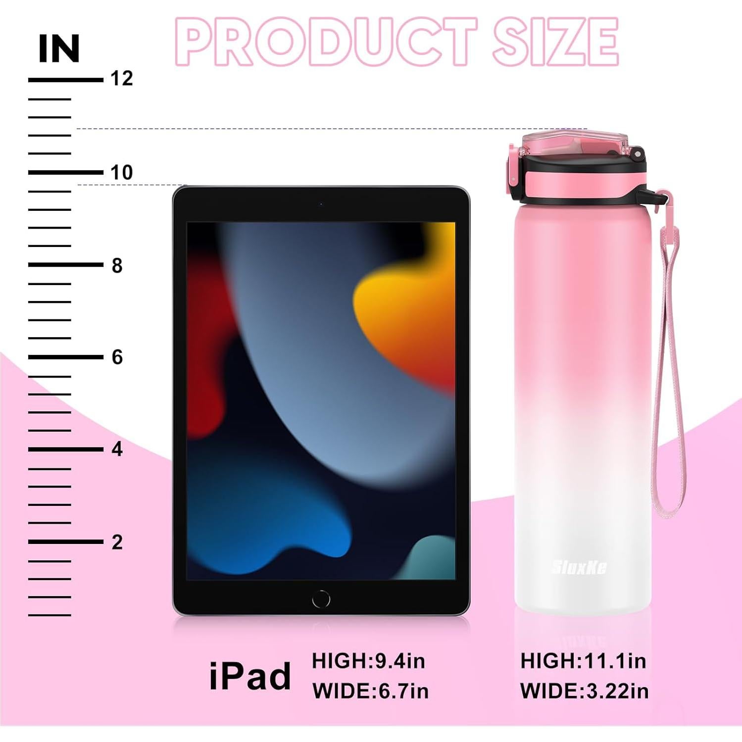 Botella de Agua Aislada SLUXKE 24oz Acero Inoxidable Rosa