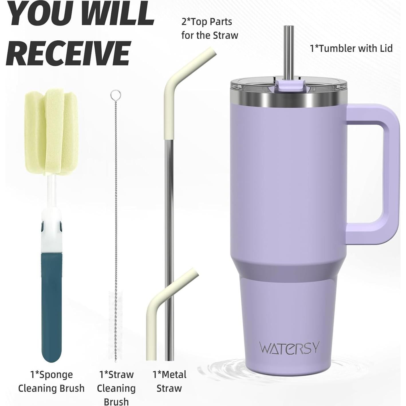 Taza aislada de acero inoxidable WATERSY 1.18L púrpura