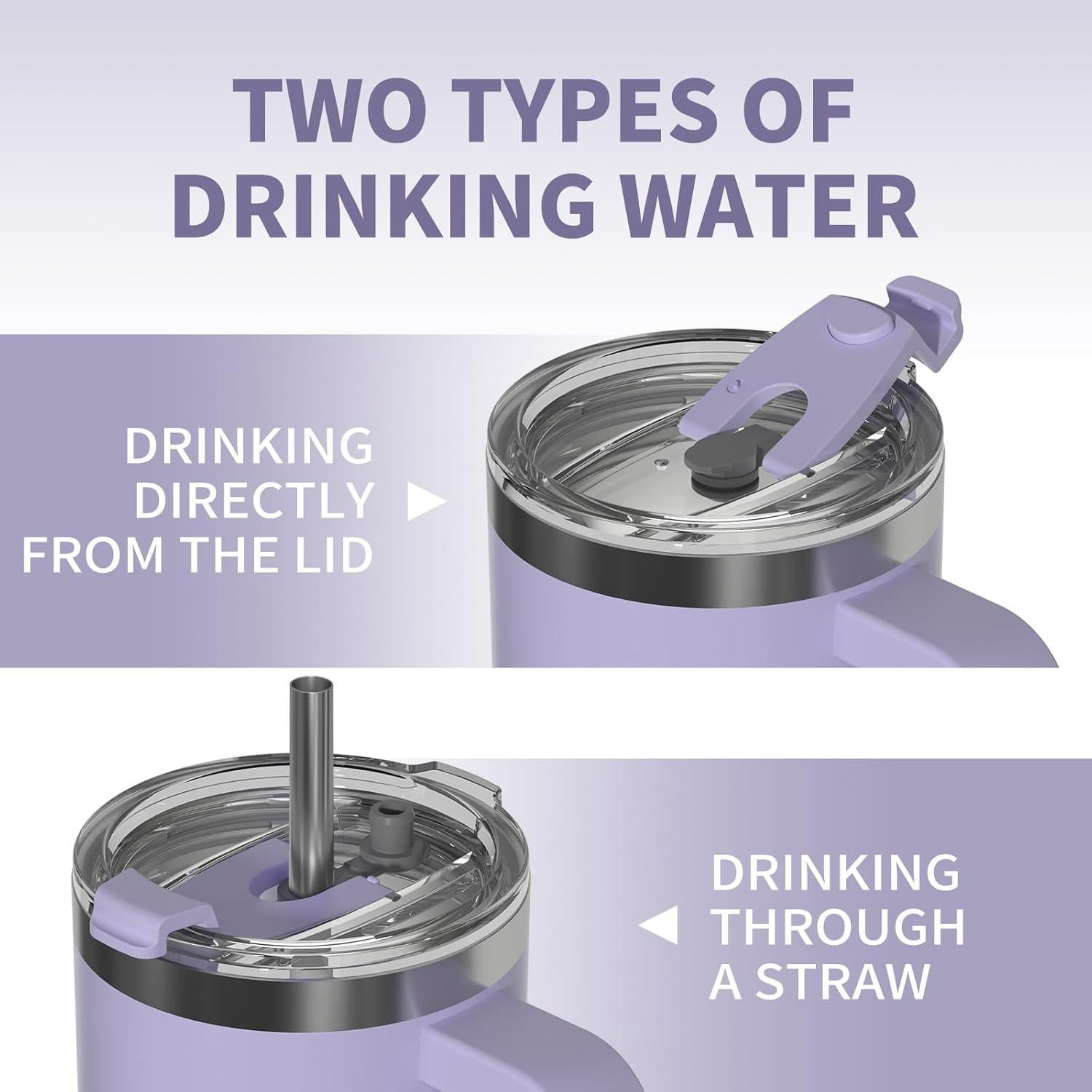 Taza aislada de acero inoxidable WATERSY 1.18L púrpura