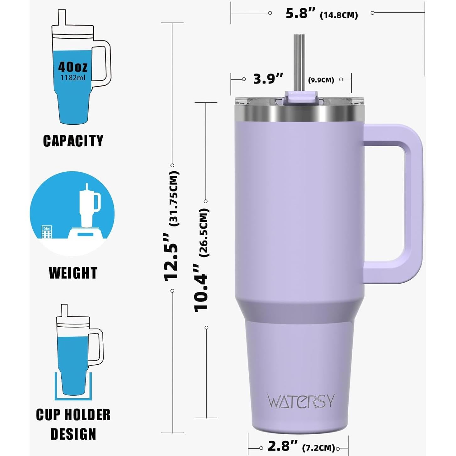 Taza aislada de acero inoxidable WATERSY 1.18L púrpura