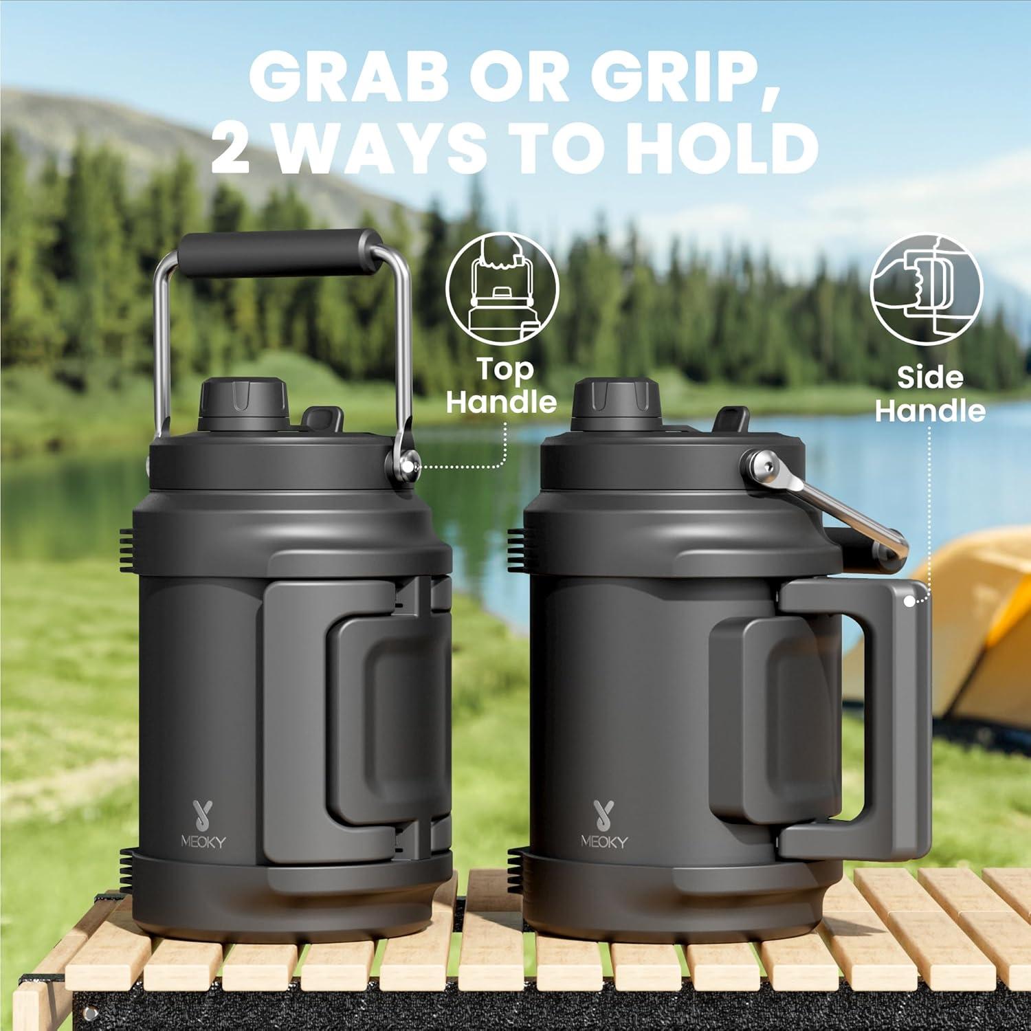 Botella de Agua Aislada 1.89L Meoky con Tapa 2-en-1 y Mango