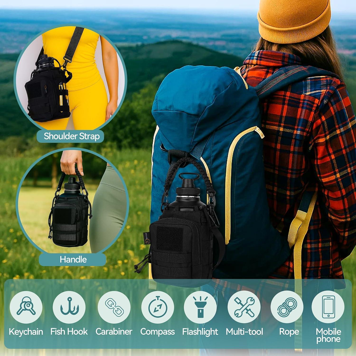 Botella de Agua Aislada Synava 1.89L con Funda y Asa Paracord