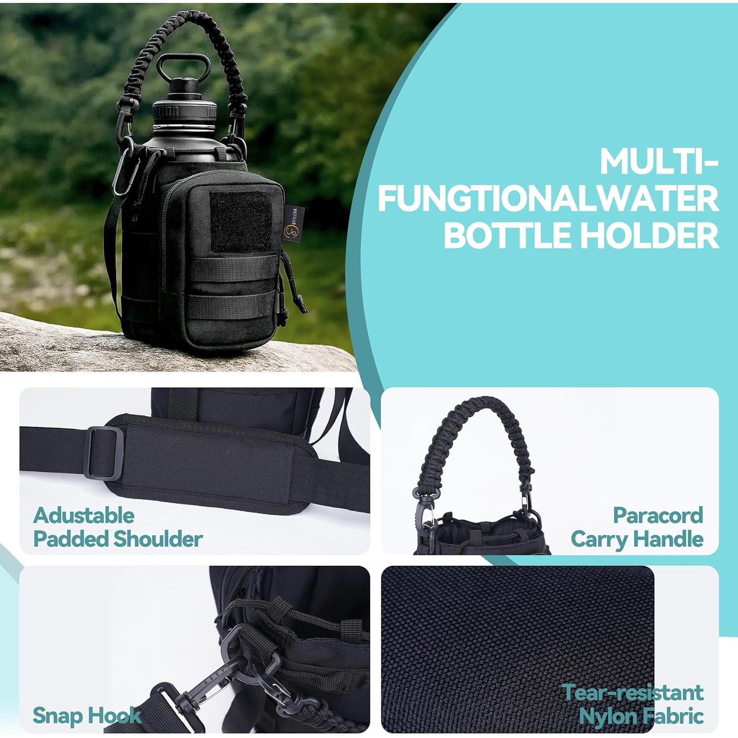 Botella de Agua Aislada Synava 1.89L con Funda y Asa Paracord