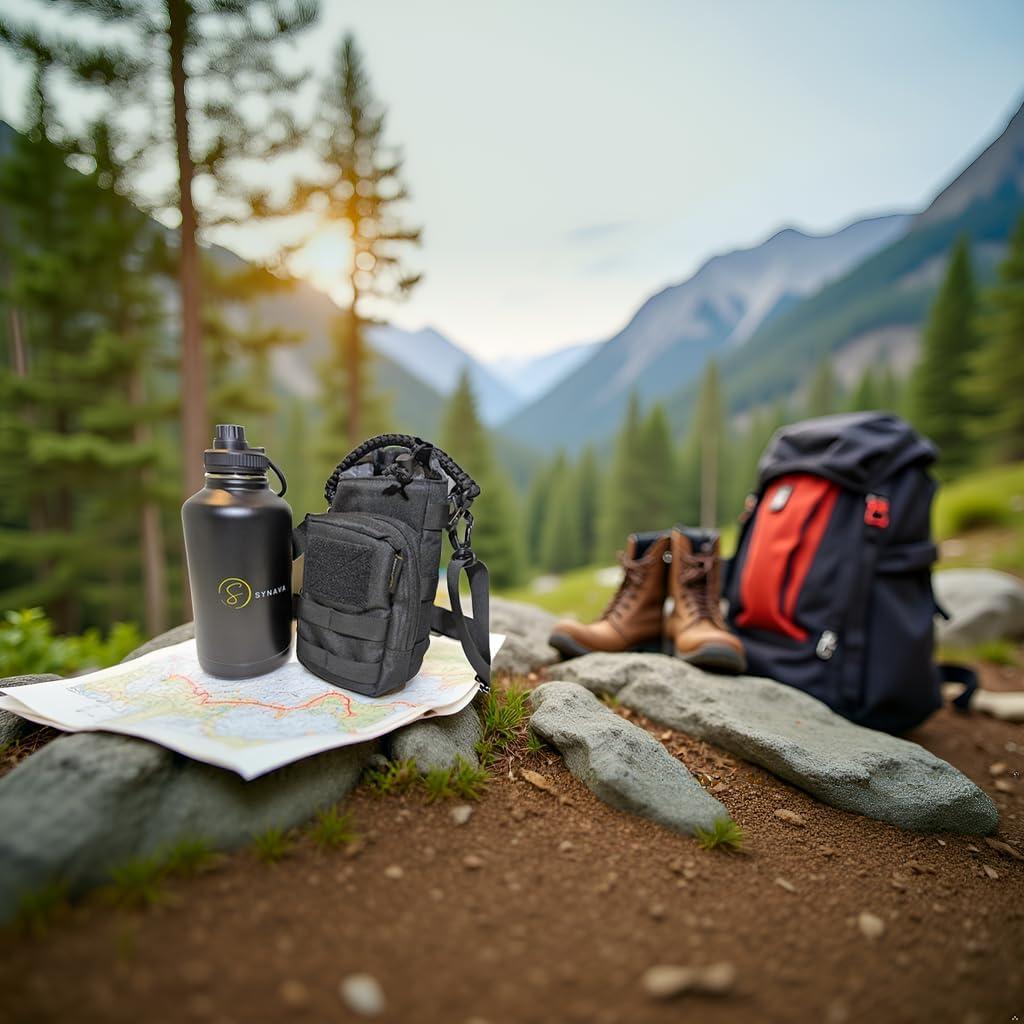 Botella de Agua Aislada Synava 1.89L con Funda y Asa Paracord