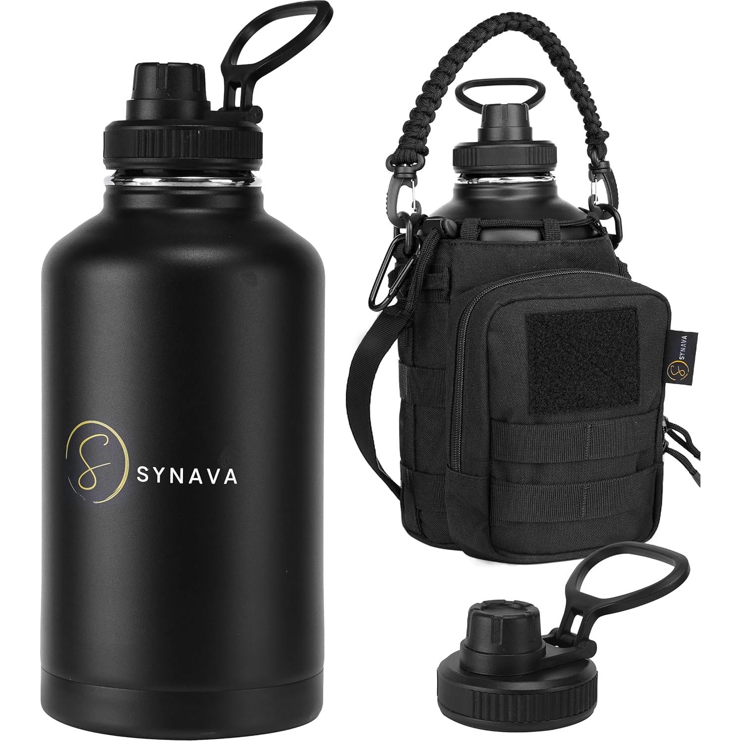 Botella de Agua Aislada Synava 1.89L con Funda y Asa Paracord